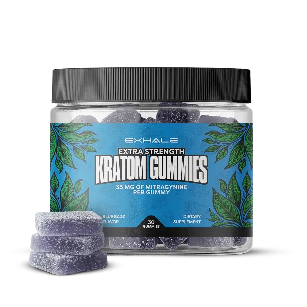 Exhale Kratom Gummies - Blue Razz Best Sales Price - Gummies