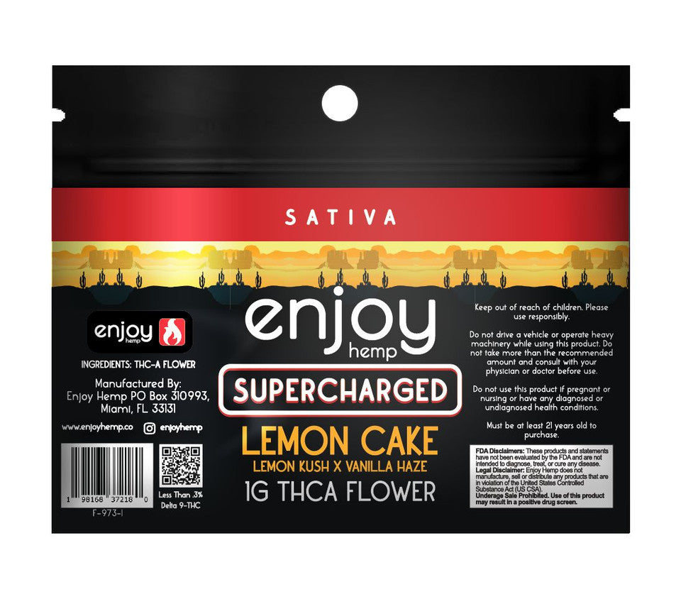 Enjoy Hemp 1g THCA Flower - Lemon Cake for Supercharged Best Price