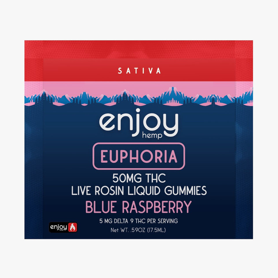 Enjoy Hemp 50mg Live Rosin Liquid Gummies - Blue Raspberry for Euphoria (Sativa) Best Price