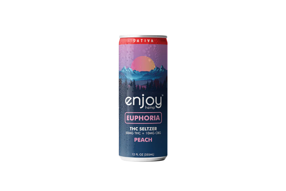 Enjoy Hemp 50mg THC + 10mg CBG Peach Seltzer for Euphoria (Sativa) | Megadose Uplifting, Alcohol-Free Drink Best Price