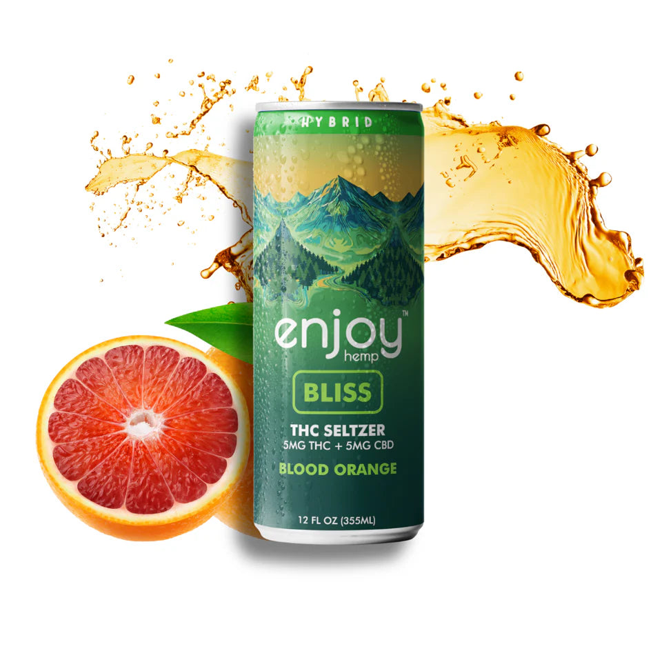 Enjoy Hemp 5mg THC + 5mg CBD Blood Orange Seltzer for Bliss (Hybrid) | Microdose Social-Tonic, Alcohol-Free Drink Best Price