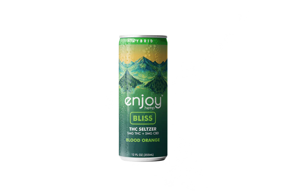 Enjoy Hemp 5mg THC + 5mg CBD Blood Orange Seltzer for Bliss (Hybrid) | Microdose Social-Tonic, Alcohol-Free Drink Best Price