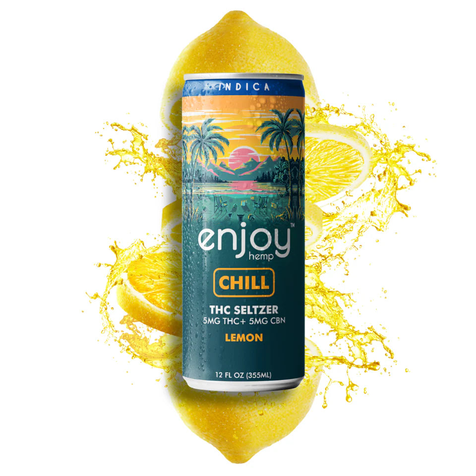 Enjoy Hemp 5mg THC + 5mg CBN Lemon Seltzer for Chill (Indica) | Microdose Relaxation, Alcohol-Free Drink Best Price