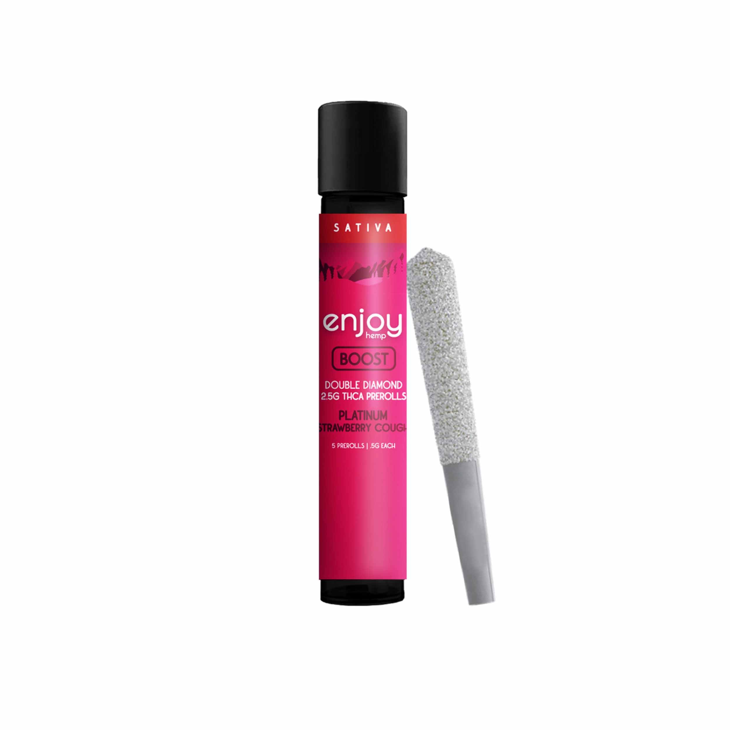 Enjoy Hemp 2.5g Mega Potency Double Diamond THCA Prerolls for Boost - Platinum Strawberry Cough (Sativa) Best Price