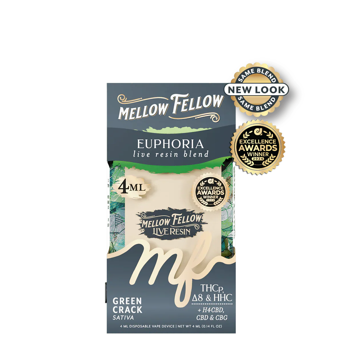 Mellow Fellow Euphoria Blend 4ml Live Resin Disposable Vape - Green Crack (Sativa)