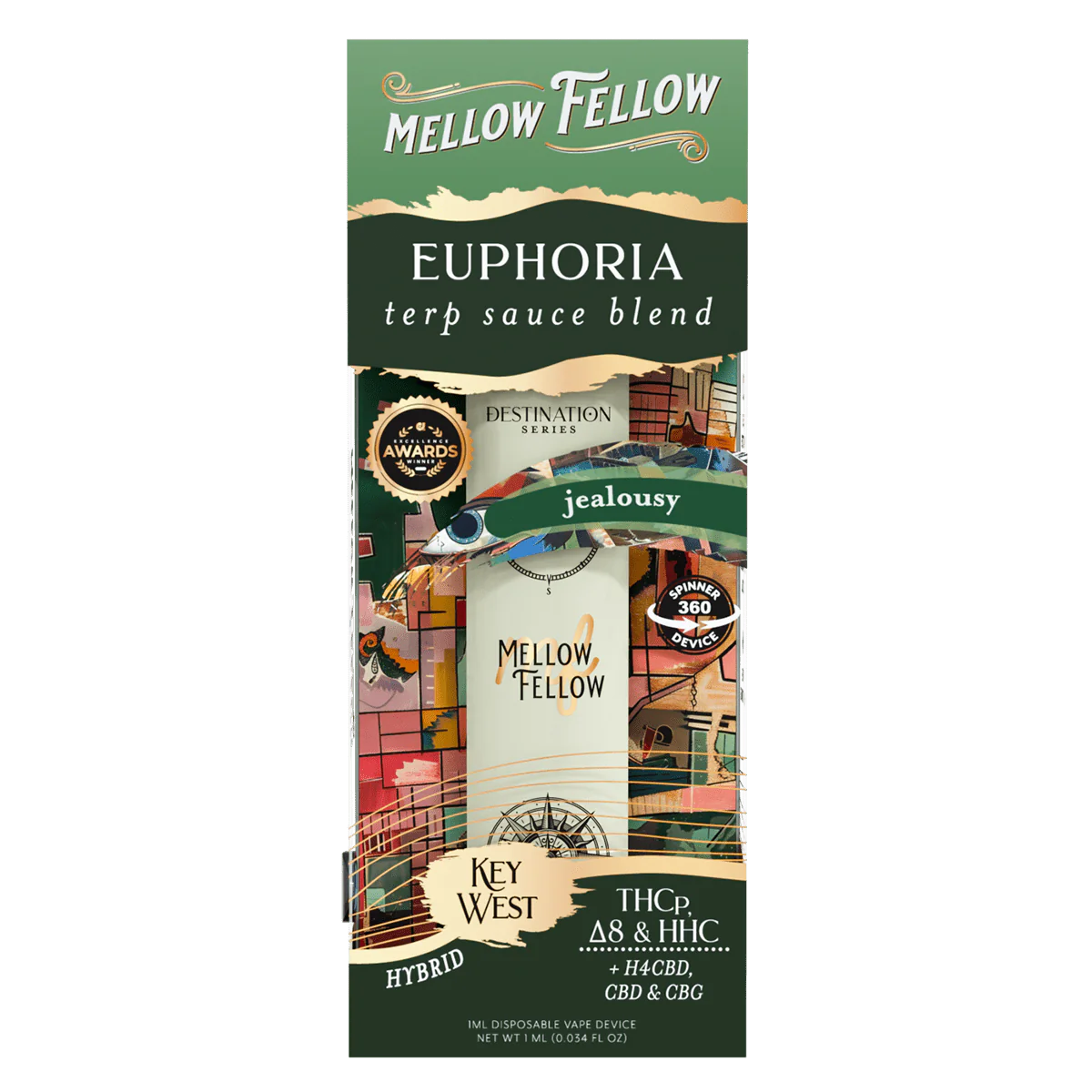 Mellow Fellow Euphoria Blend - Terp Sauce 1ml Disposable Spinner Vape - Jealousy (Hybrid) Best Price