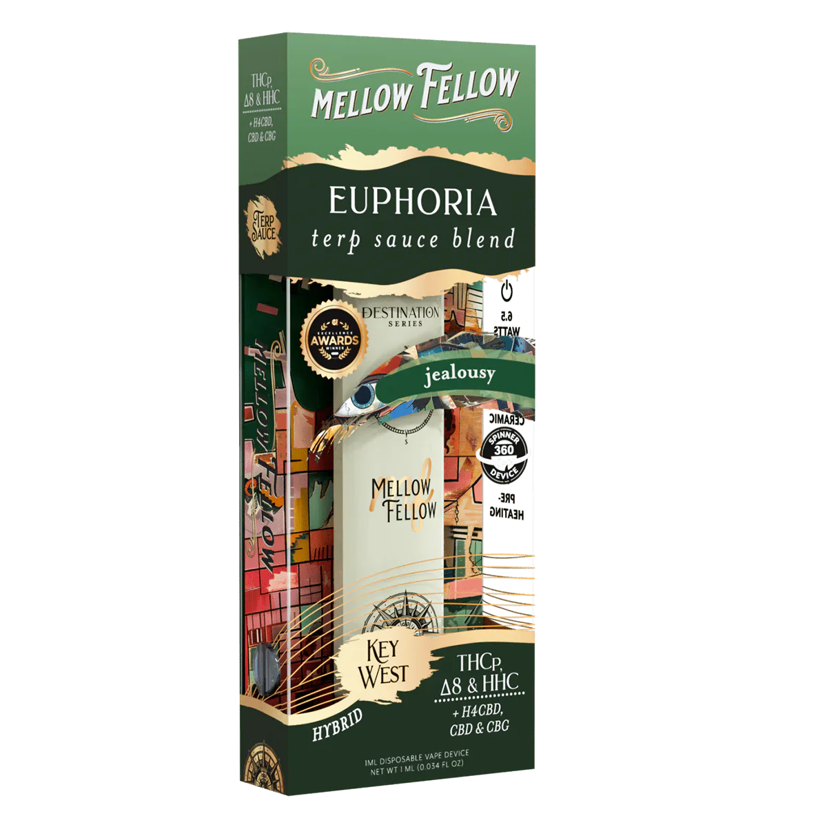 Mellow Fellow Euphoria Blend - Terp Sauce 1ml Disposable Spinner Vape - Jealousy (Hybrid) Best Price