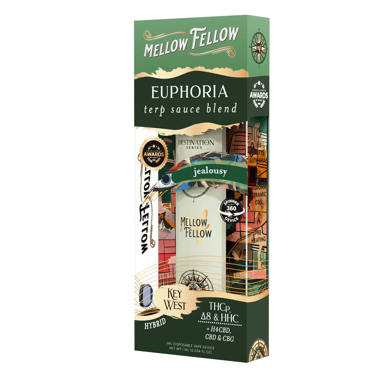 Mellow Fellow Euphoria Blend - Terp Sauce 1ml Disposable Spinner Vape - Jealousy (Hybrid) Best Price