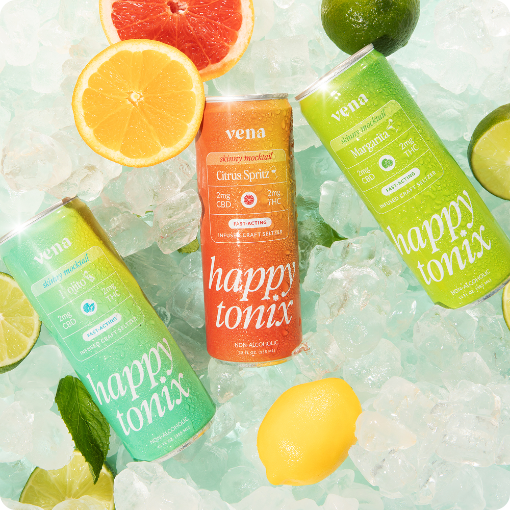 Vena CBD Happy Tonix Seltzers | Skinny Mocktails THC Drink