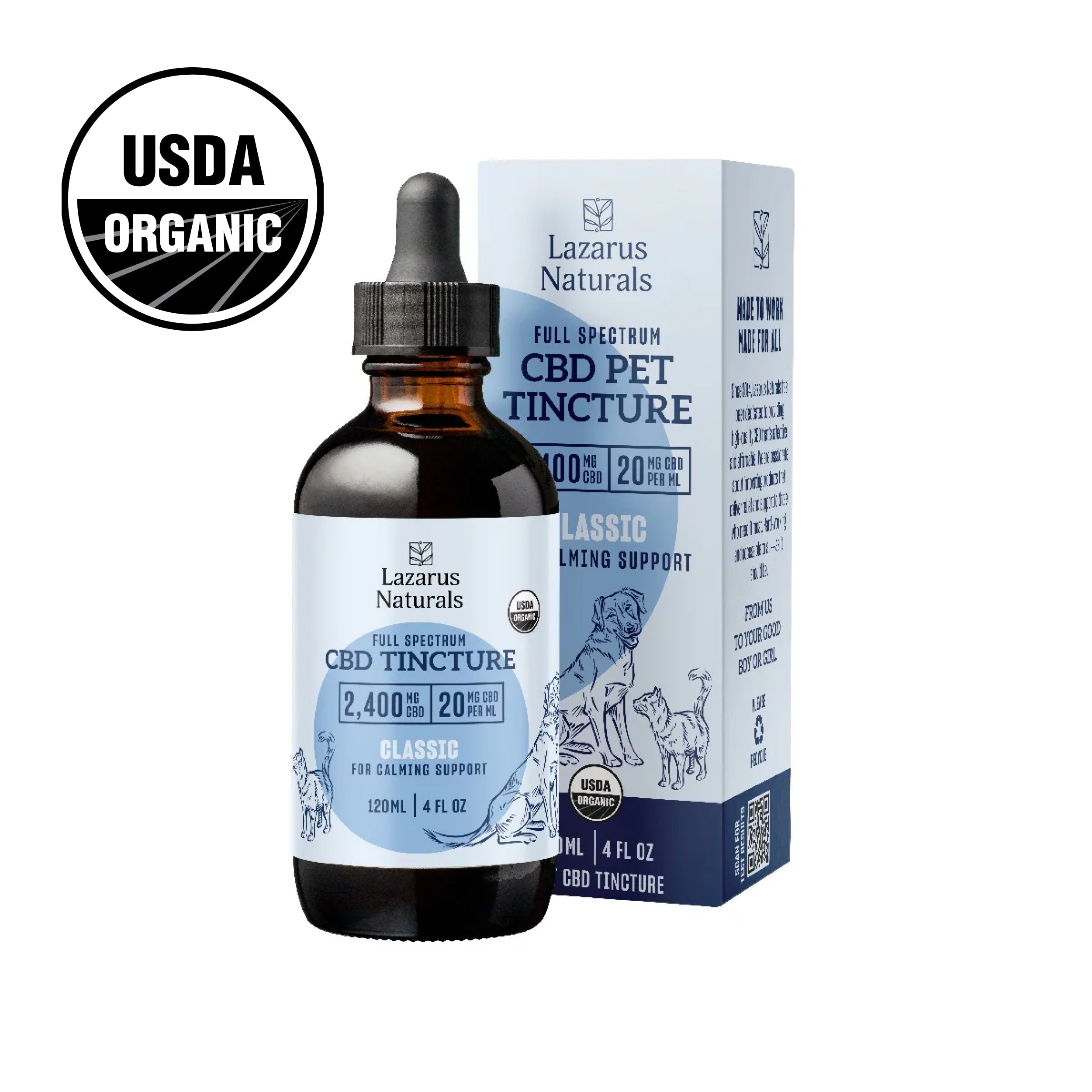 Lazarus Naturals ORGANIC PET CBD TINCTURE, 20MG/ML