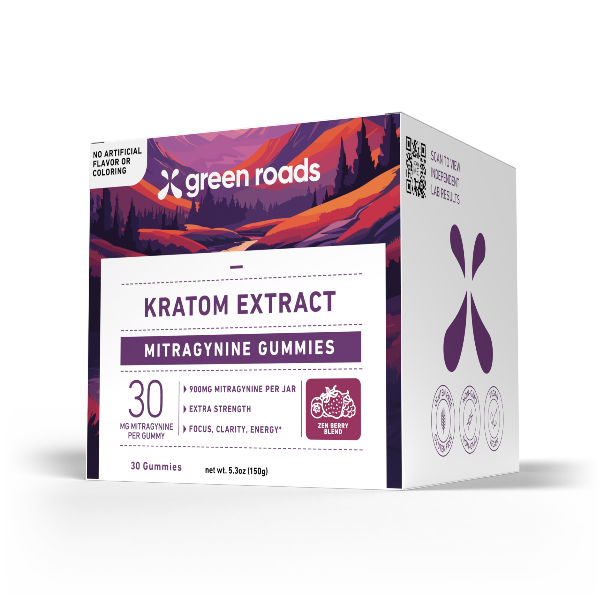 Green Roads | Kratom Gummies – Zen Berry Blend | 900mg Mitragynine – 30ct