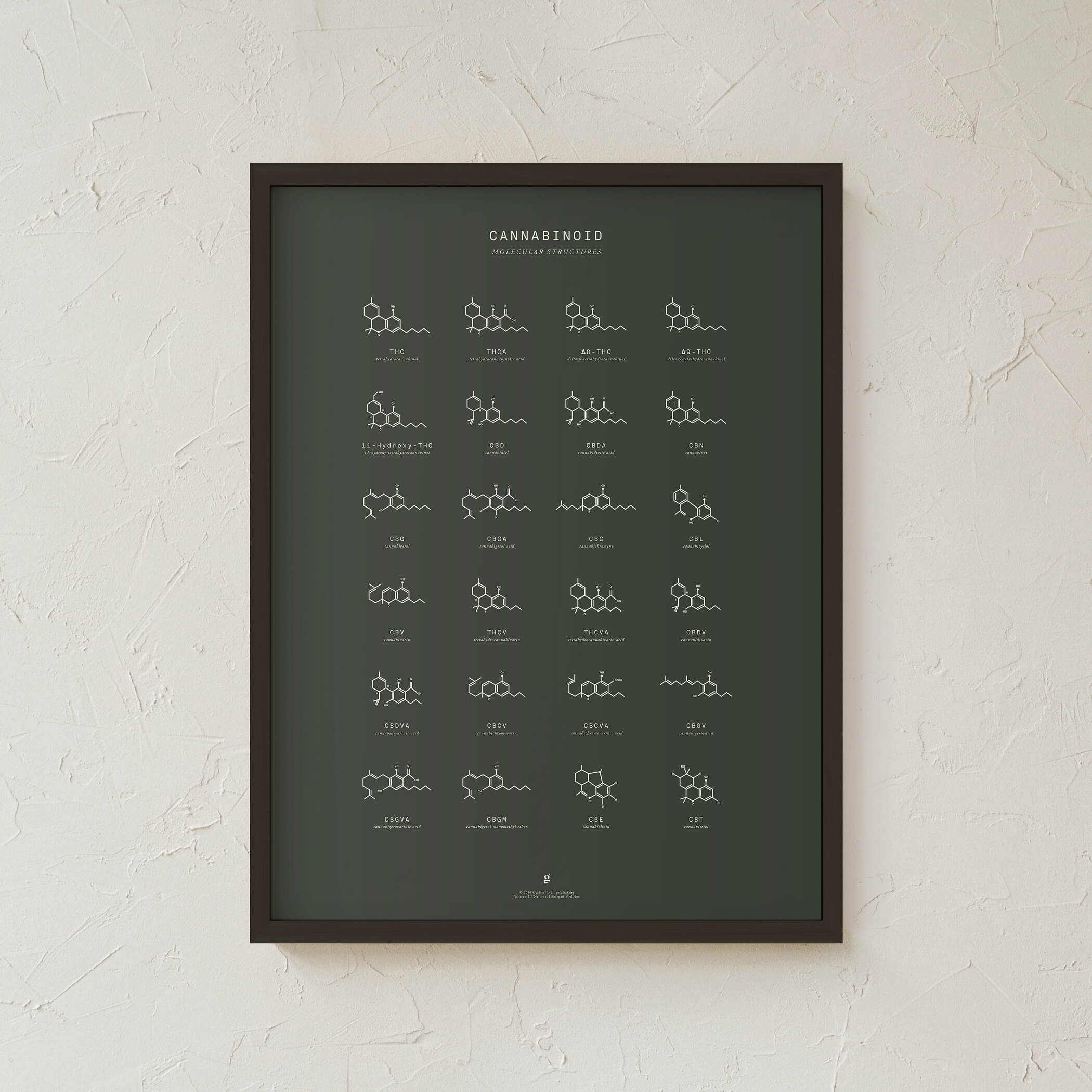 GoldLeaf Gráfico de Estructuras Moleculares de Cannabinoides