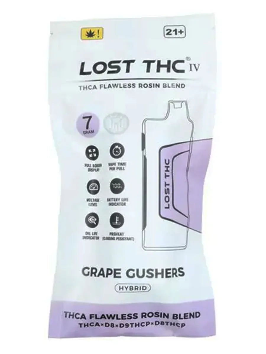 Grape Gushers Lost THC THCA Flawless Rosin Blend Disposable 7G
