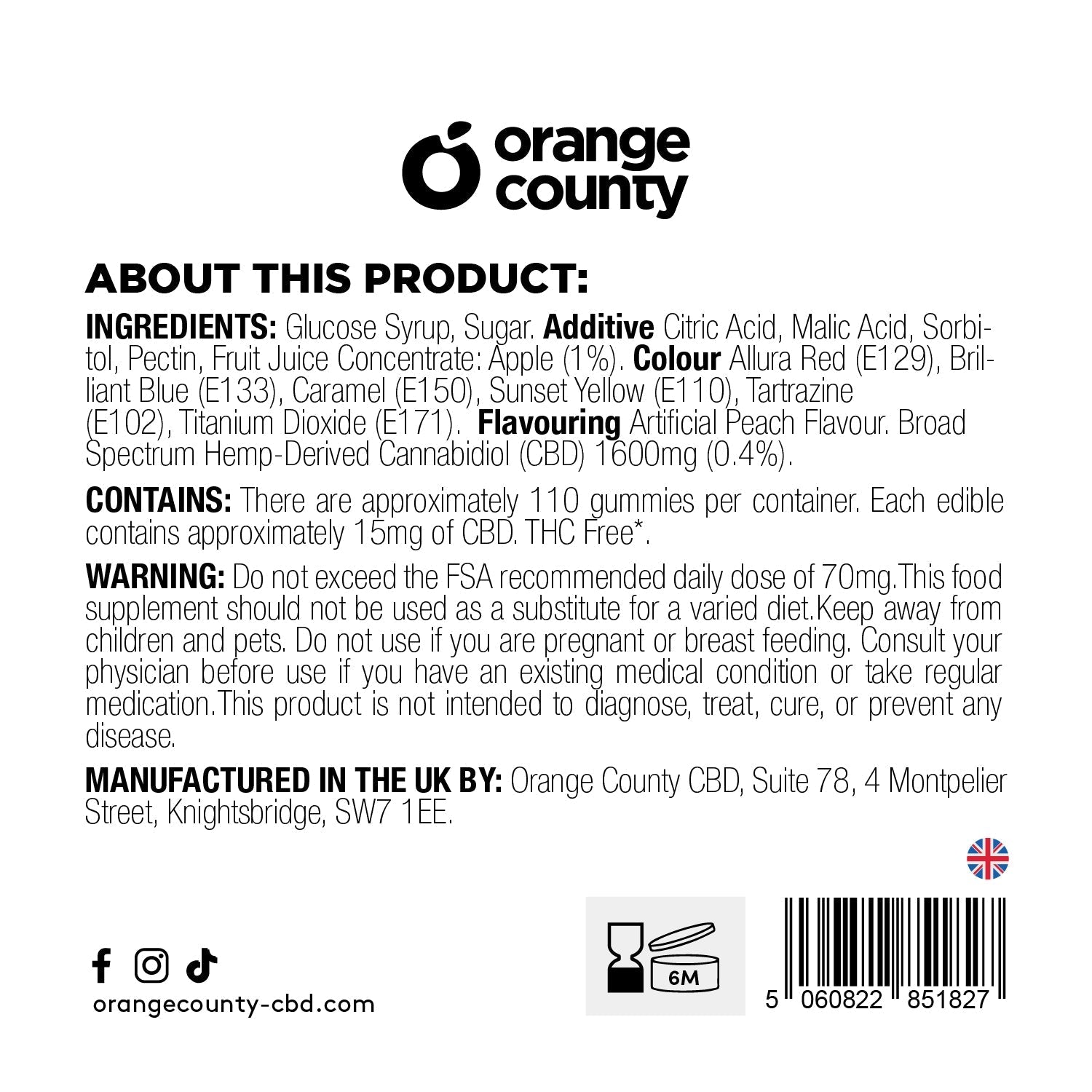 CBD Gummy Peach Rings (Large Tub)