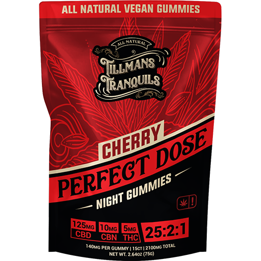 Tillmans Tranquils Cherry CBD Gummies for Sleep 140mg Total â€?25:2:1 Best Price