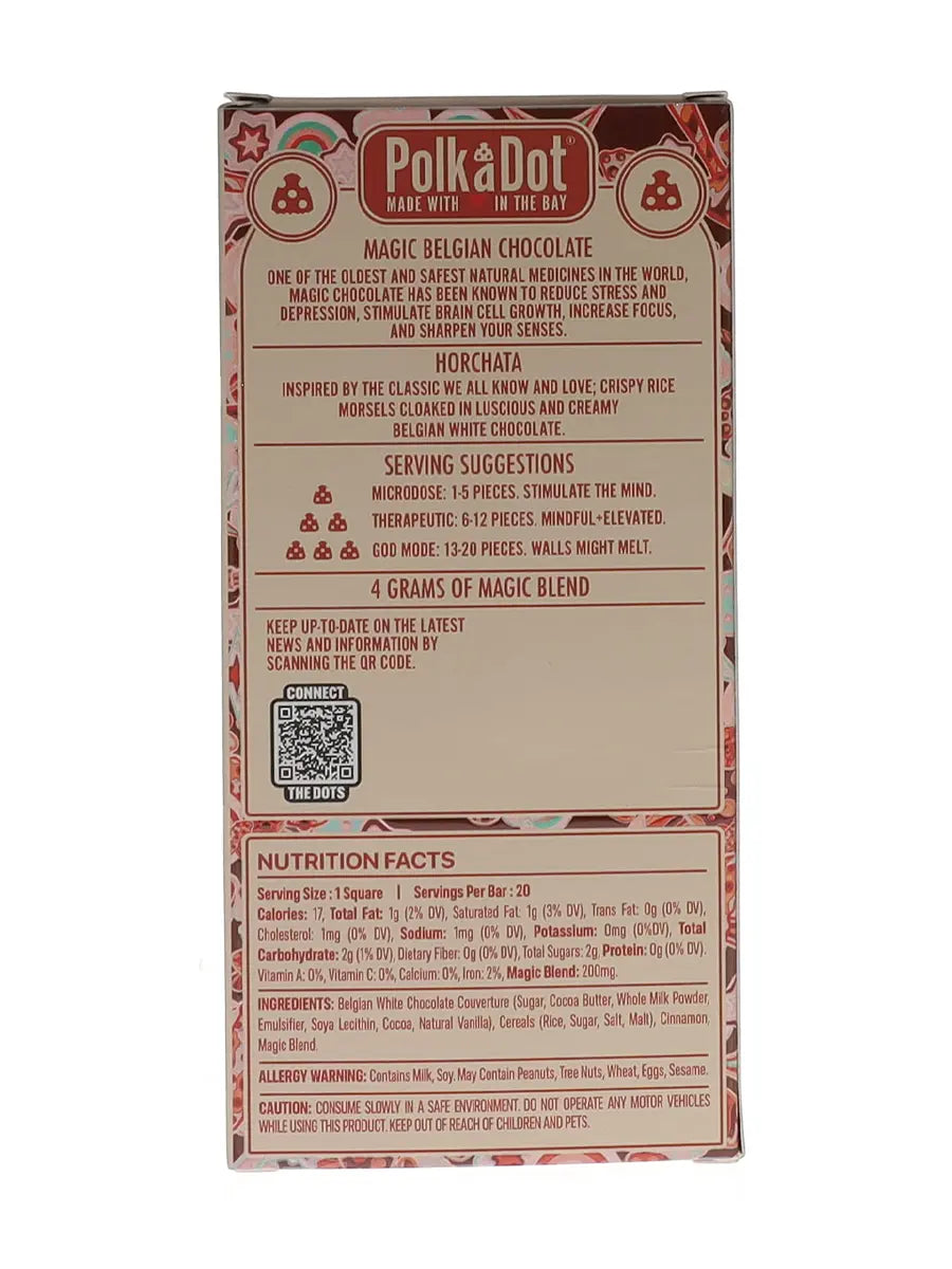 Horchata PolkaDot Magic Mushroom Belgian White Chocolate 200mg Magic Per Piece Best Price