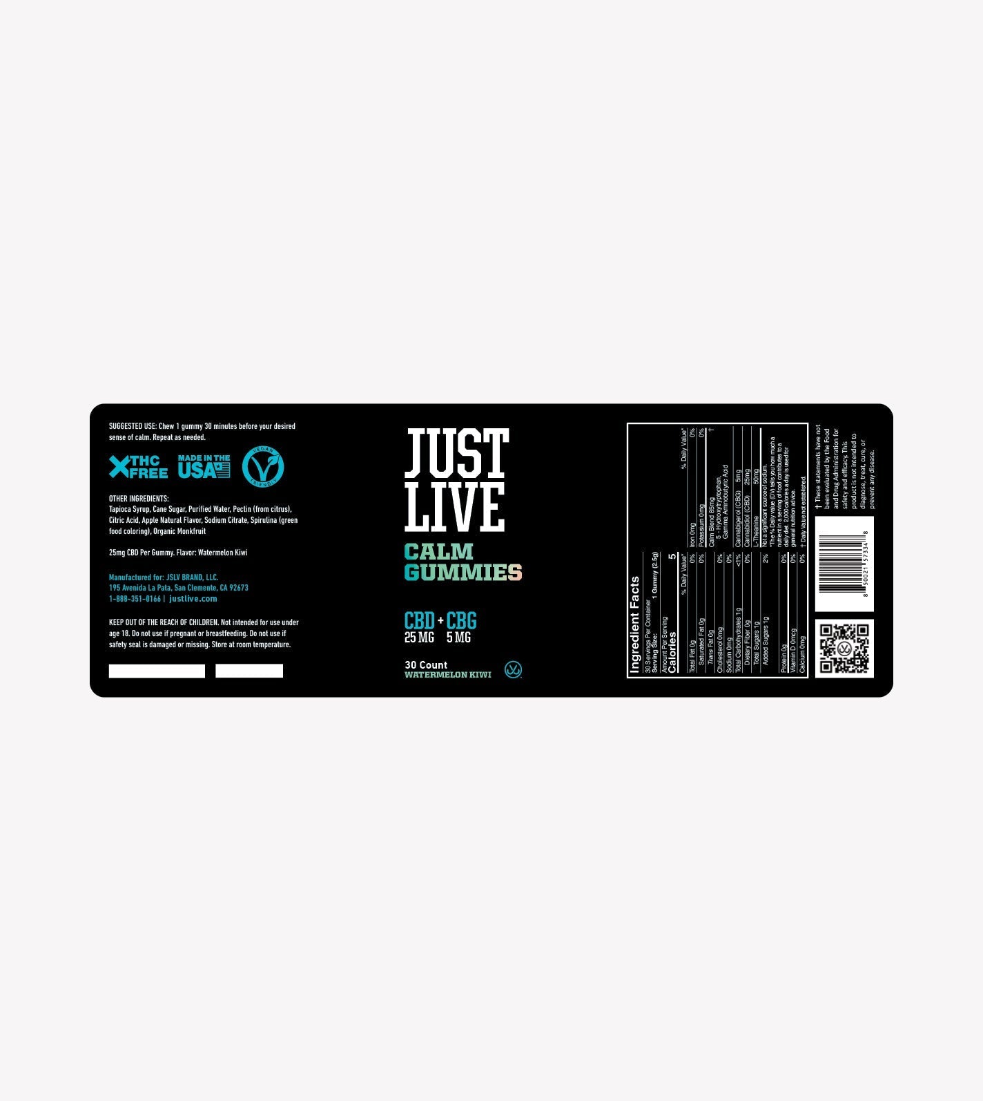 Just Live Calm CBD Gummies - Watermelon Kiwi
