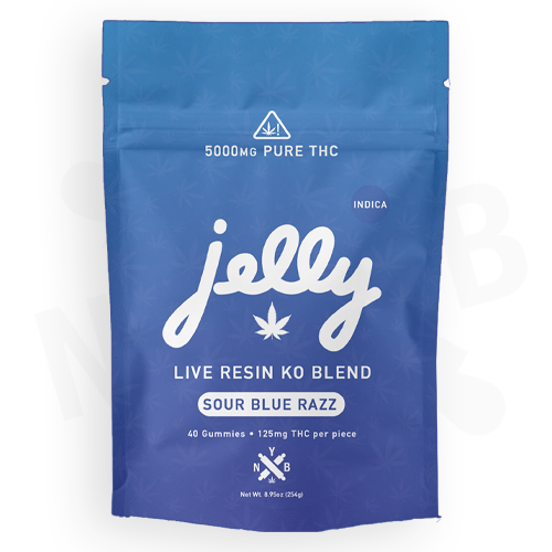 Jelly | THC Gummies Sour Blue Razz | 125mg D8 + 20mg D9 – (40ct)