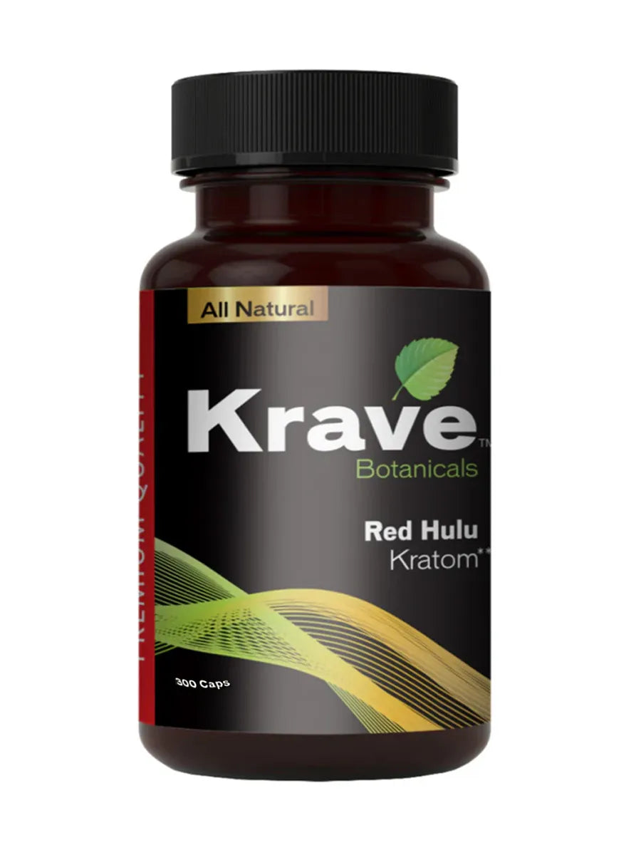 Krave Botanicals Red Hulu Kratom Capsules 300ct