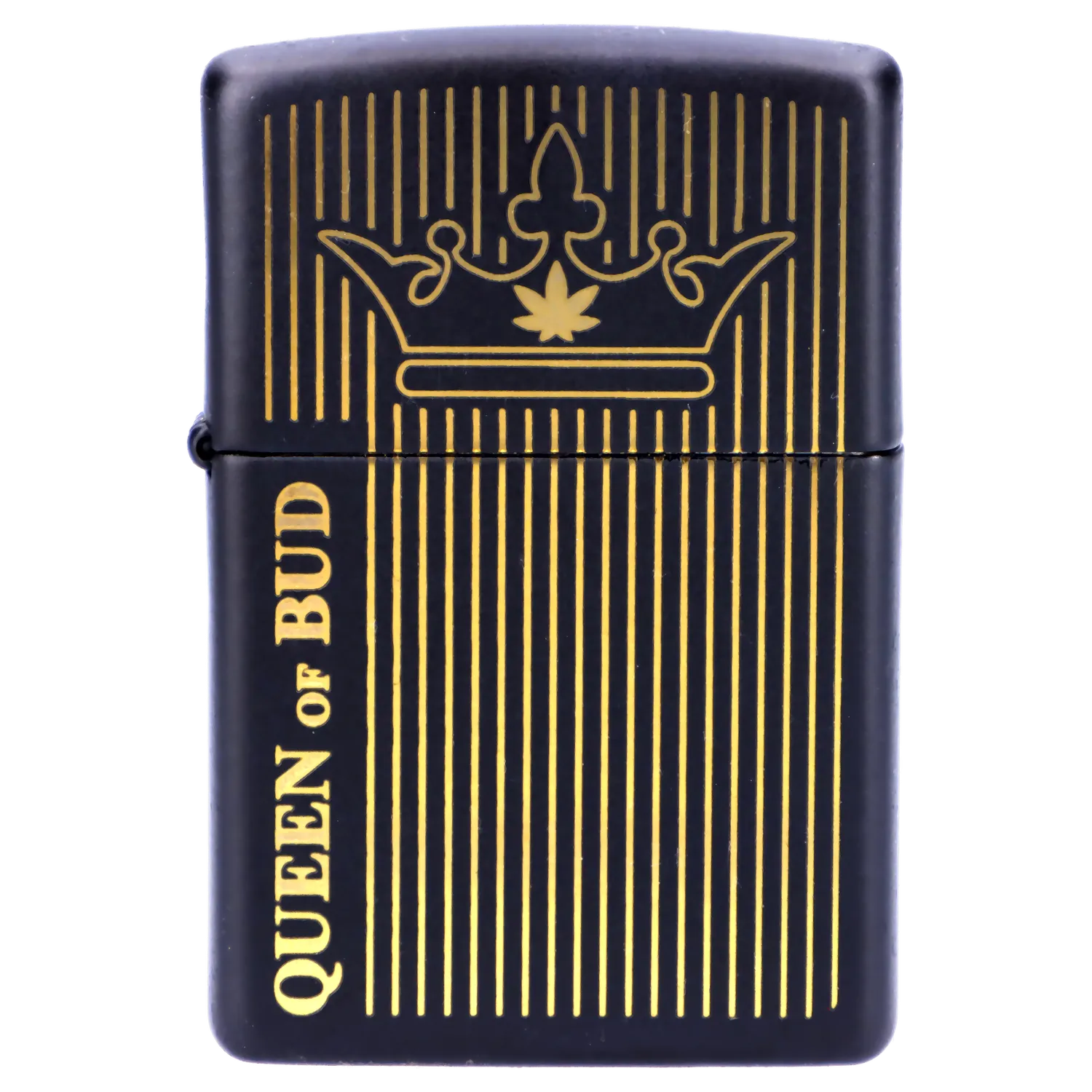 Queen of Bud Black Obsidian Vertical Flame Zippo