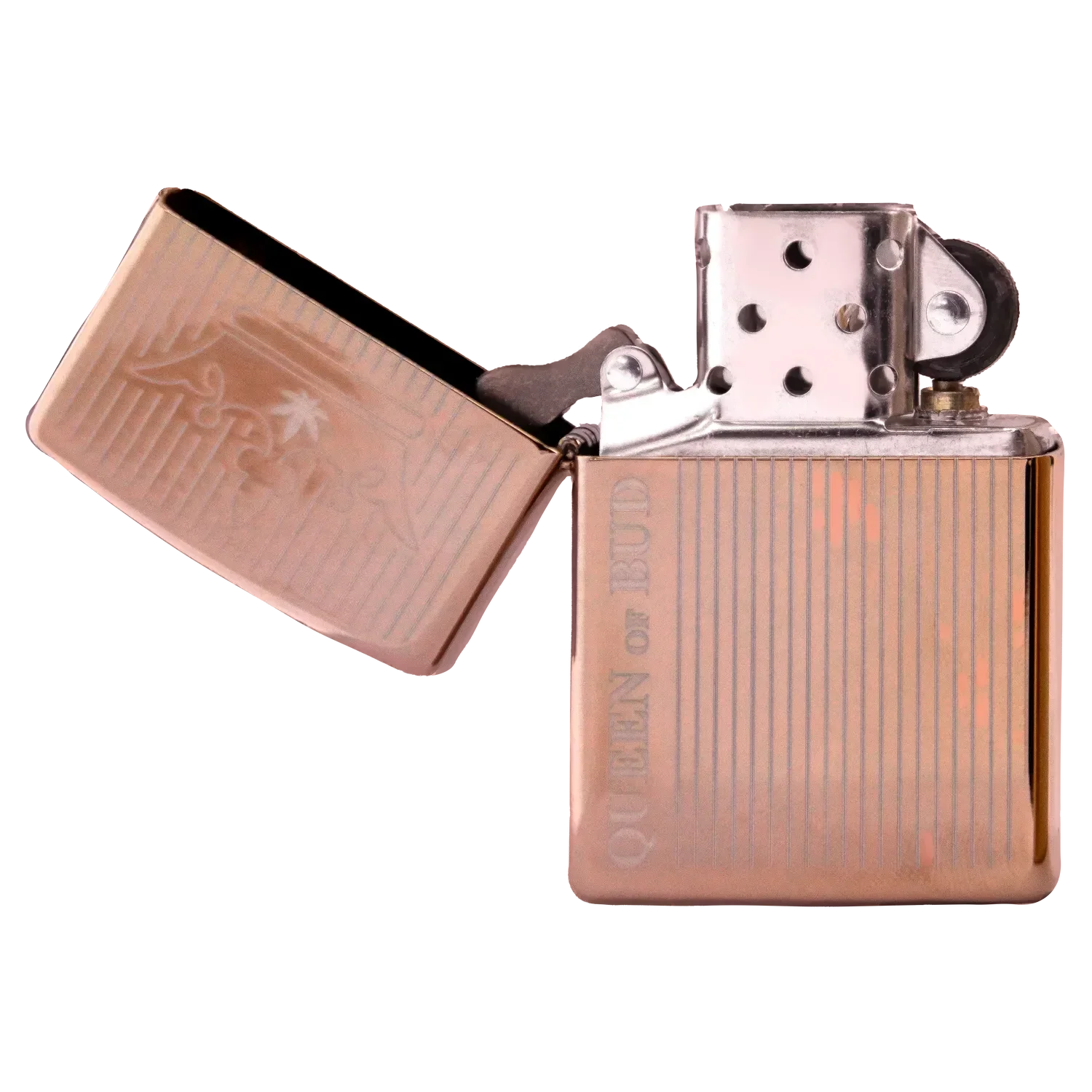 Queen of Bud Rose Quartz Vertical Flame Zippo