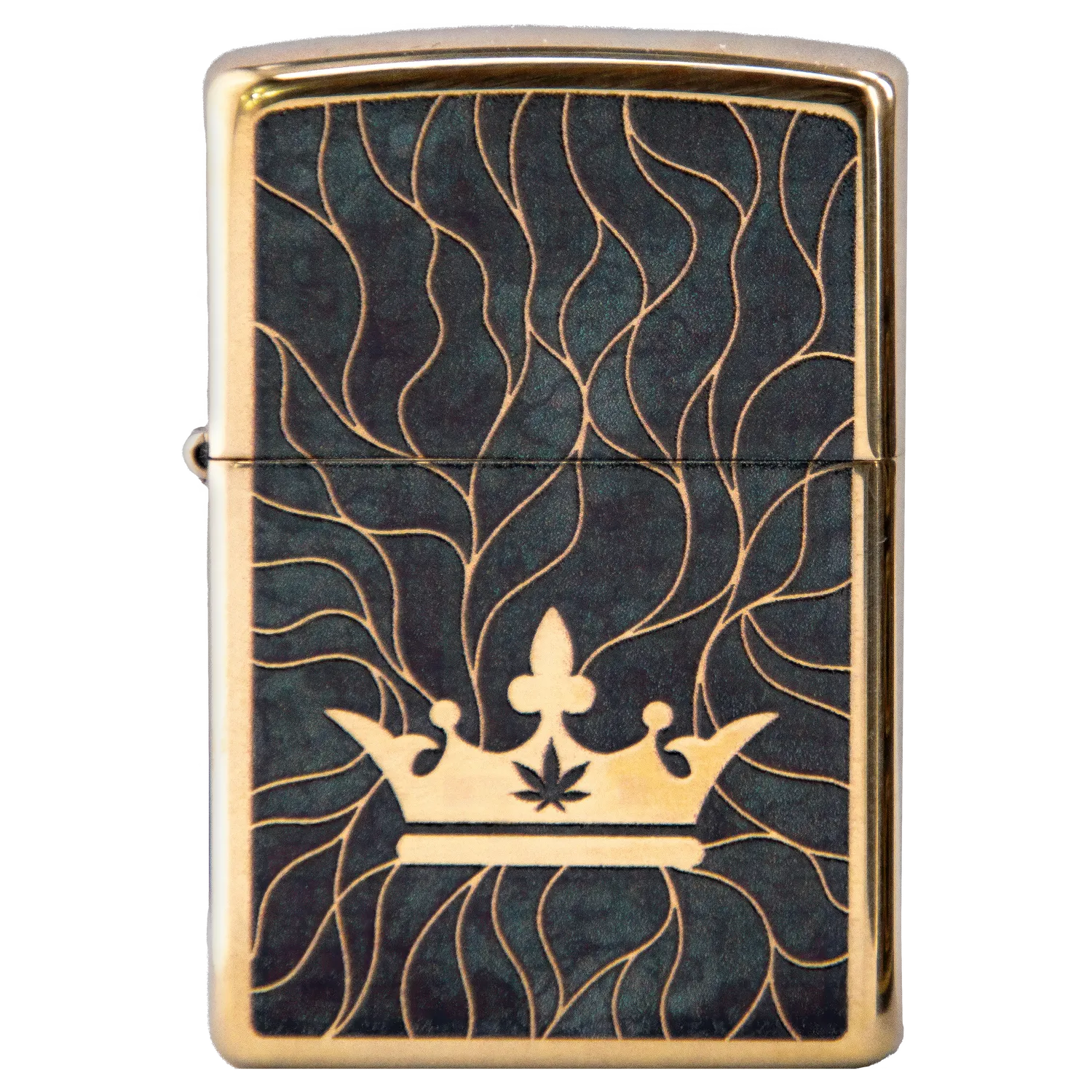 Queen of Bud Black Obsidian Mosaic Zippo