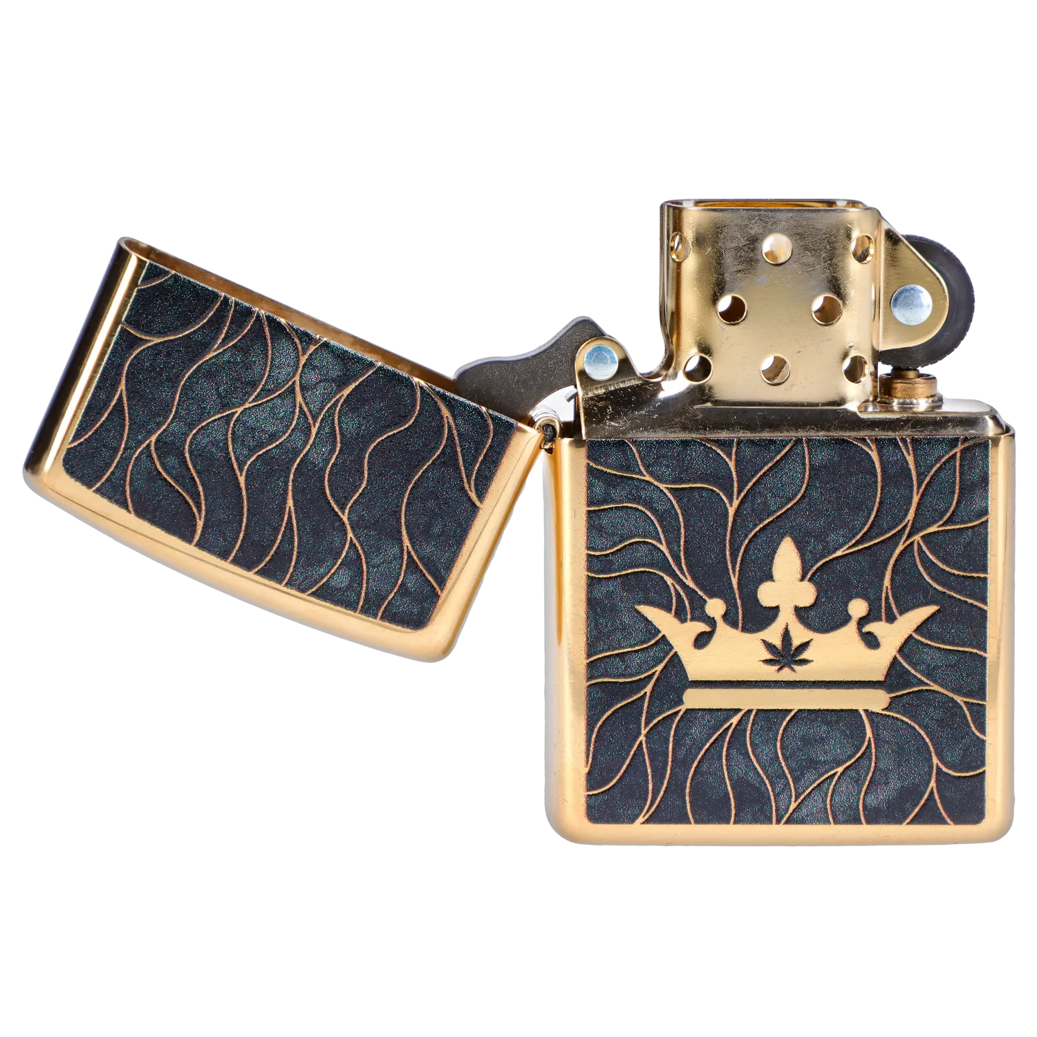 Queen of Bud Black Obsidian Mosaic Zippo