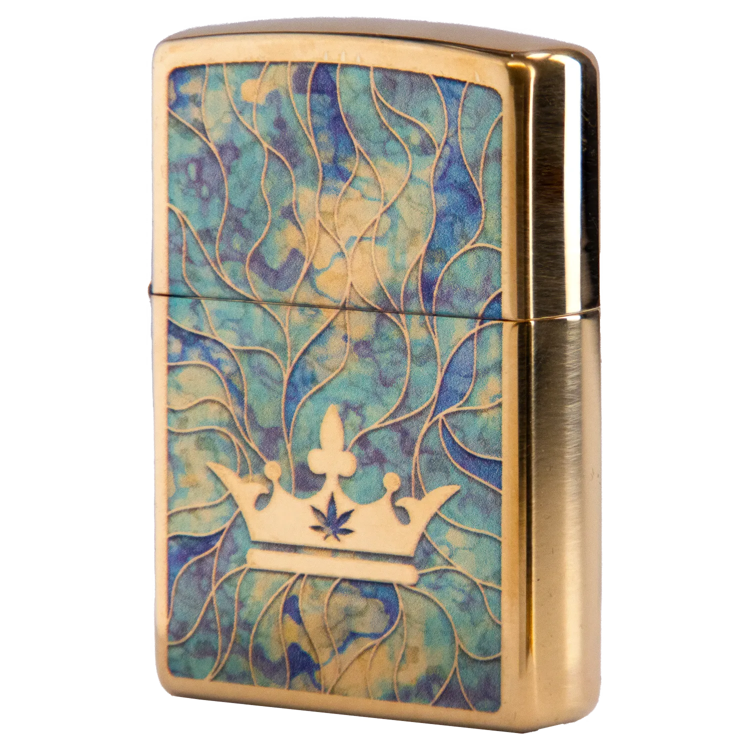 Queen of Bud Blue Topaz Mosaic Zippo