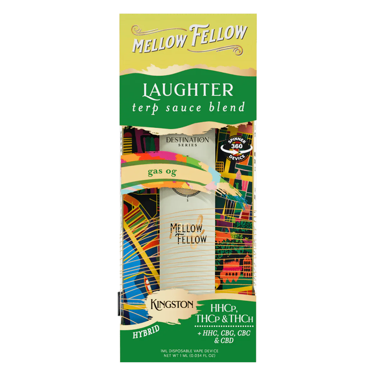 Mellow Fellow Laughter Blend - Terp Sauce 1ml Disposable Spinner Vape - Gas OG (Hybrid) Best Price