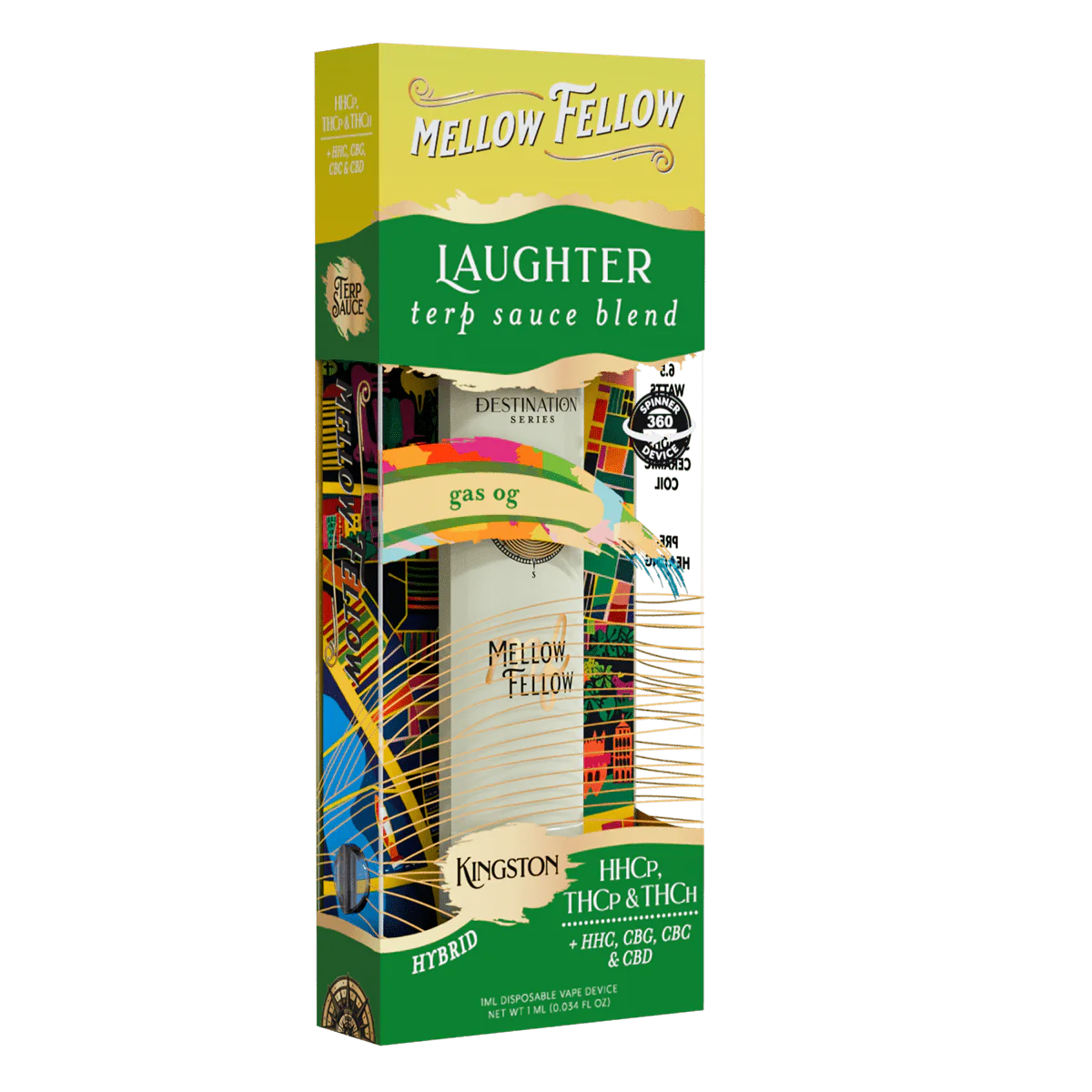 Mellow Fellow Laughter Blend - Terp Sauce 1ml Disposable Spinner Vape - Gas OG (Hybrid) Best Price