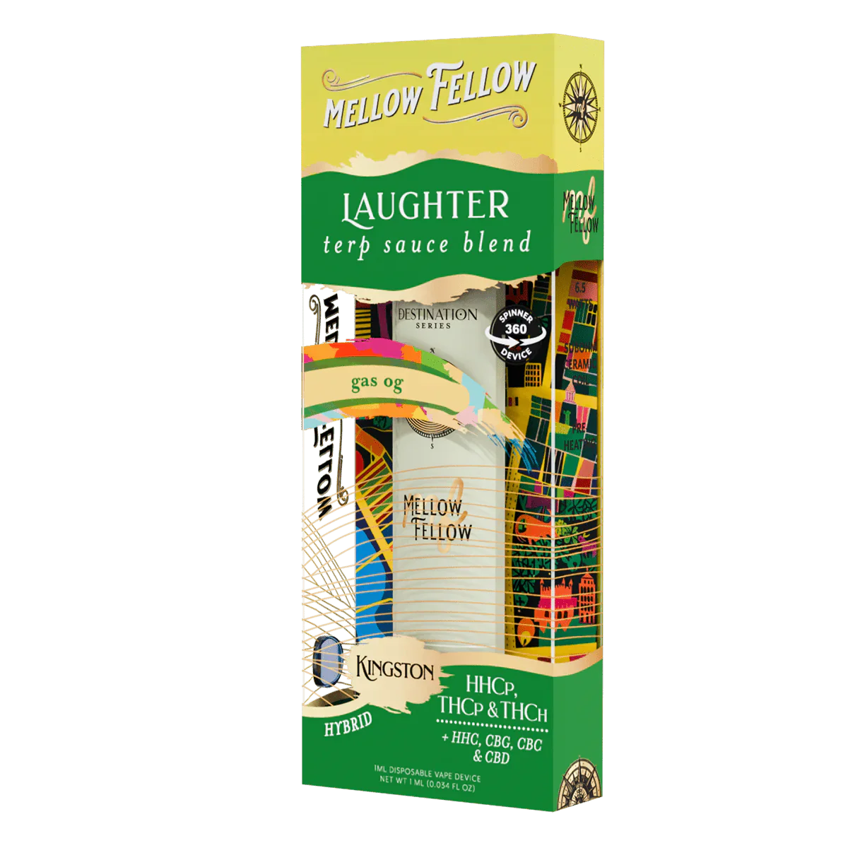 Mellow Fellow Laughter Blend - Terp Sauce 1ml Disposable Spinner Vape - Gas OG (Hybrid) Best Price