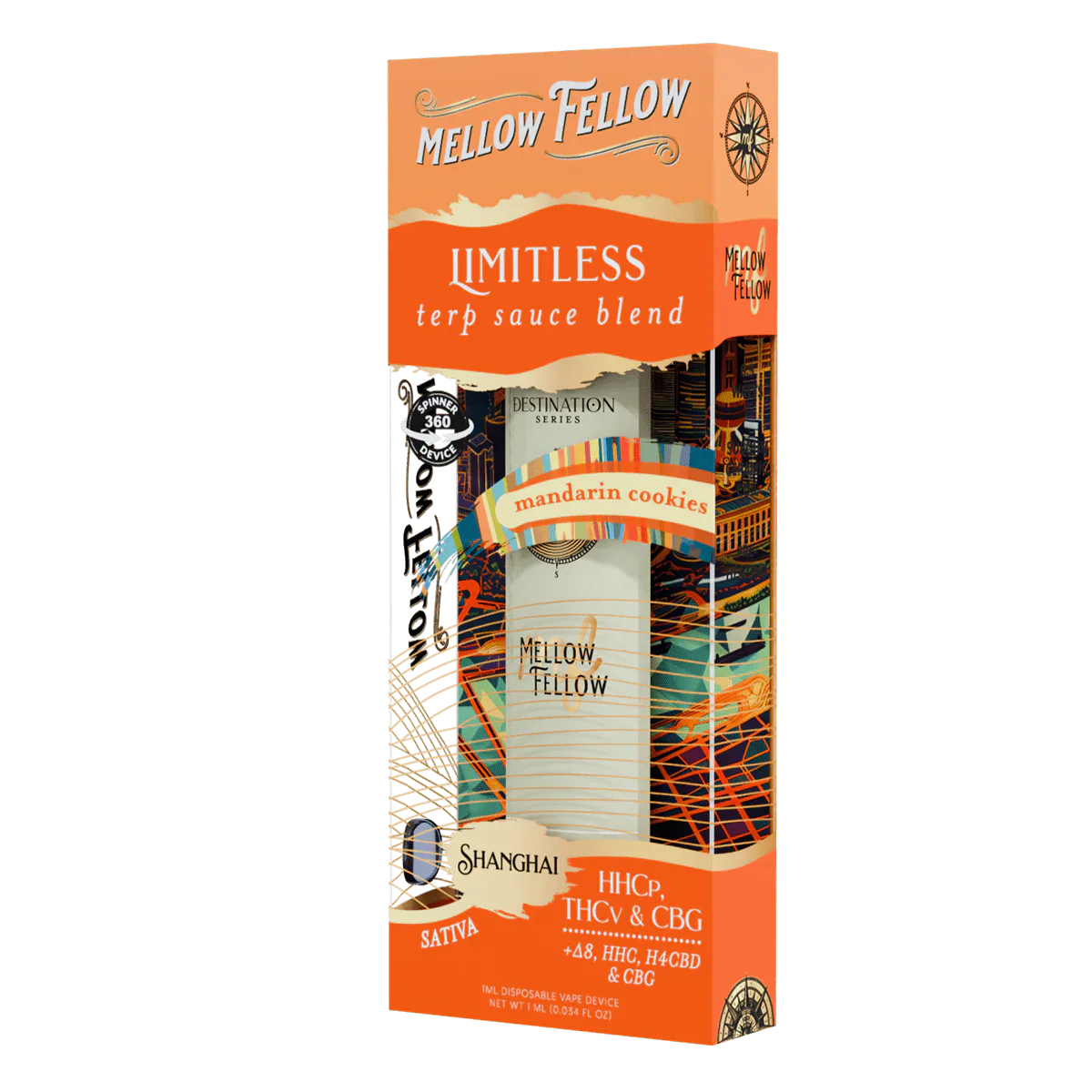 Mellow Fellow Limitless Blend - Terp Sauce 1ml Disposable Spinner Vape - Mandarin Cookies (Sativa) Best Price