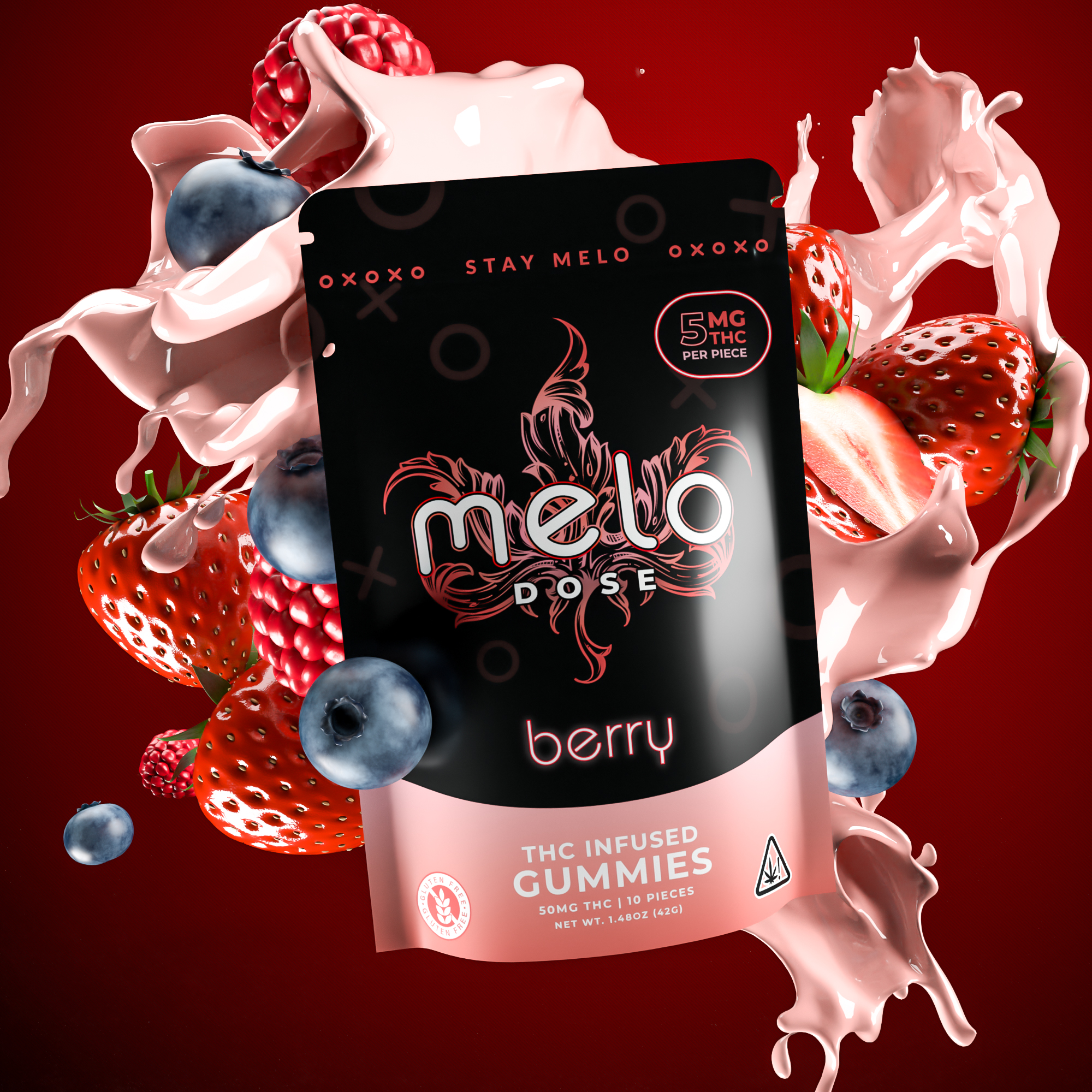 Melo Dose – Berry Delta-9 THC 50MG Edible Gummies