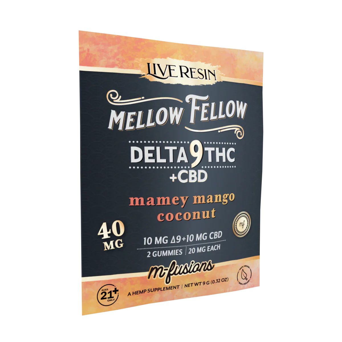 Mellow Fellow Delta 9 Live Resin Gummies 40mg 2 ct. - Mamey Mango Coconut Best Price