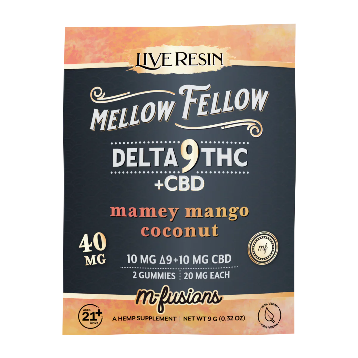 Mellow Fellow Delta 9 Live Resin Gummies 40mg 2 ct. - Mamey Mango Coconut Best Price