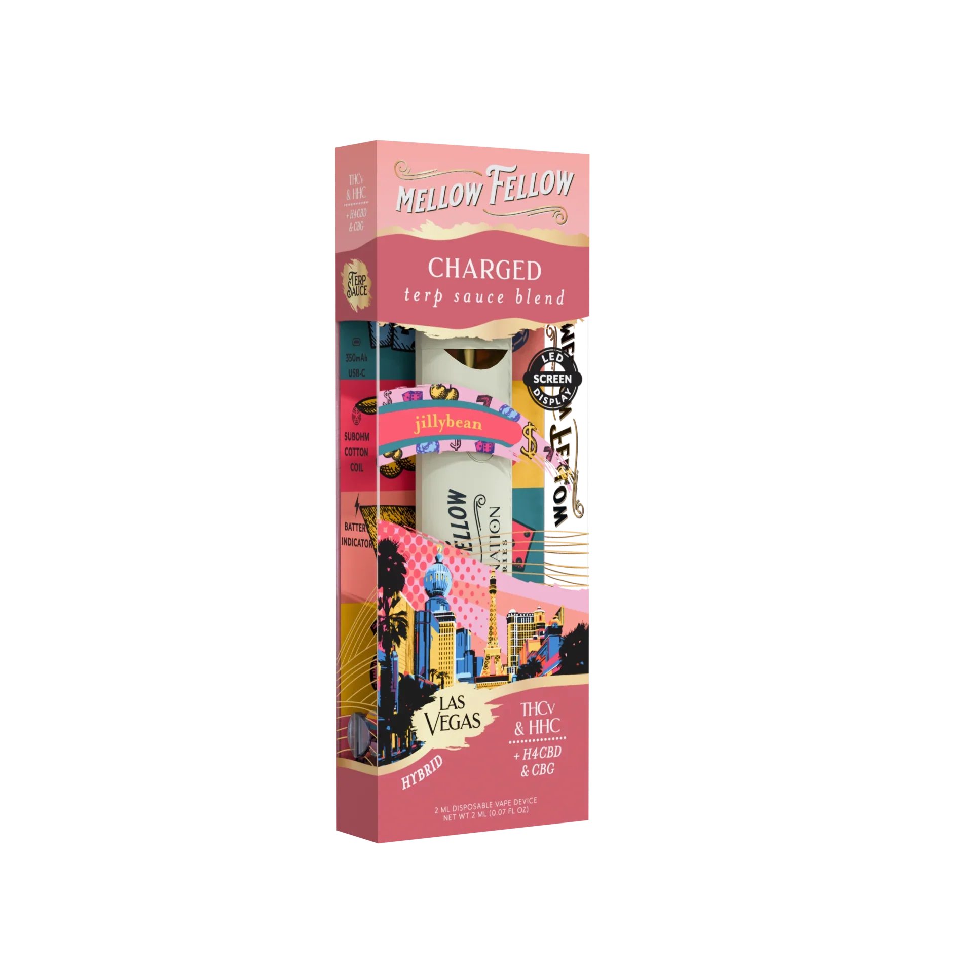 Mellow Fellow Charged Blend - Destination: Las Vegas - Terp Sauce 2ml Disposable Vape - Jillybean (Hybrid) Best Price