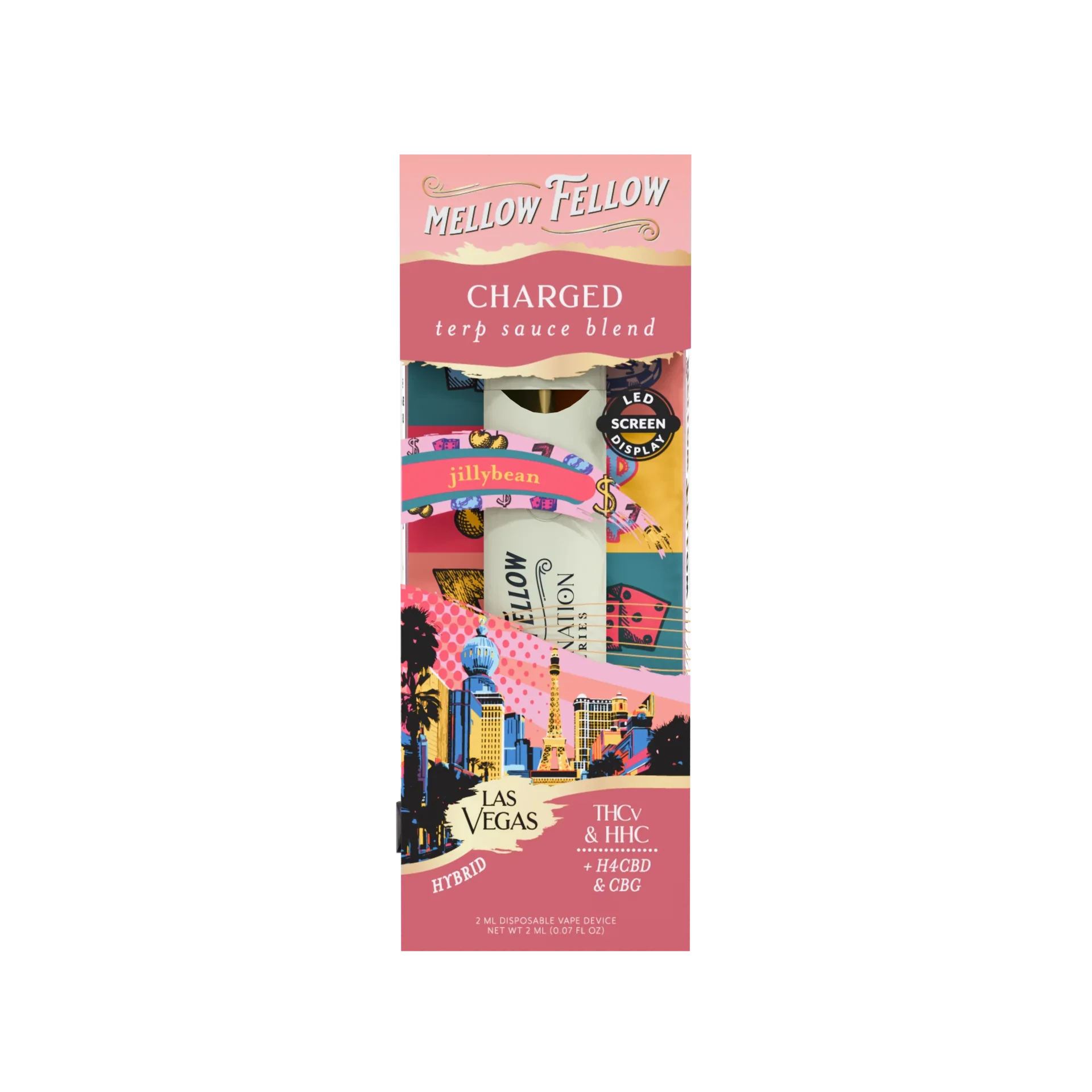 Mellow Fellow Charged Blend - Destination: Las Vegas - Terp Sauce 2ml Disposable Vape - Jillybean (Hybrid) Best Price