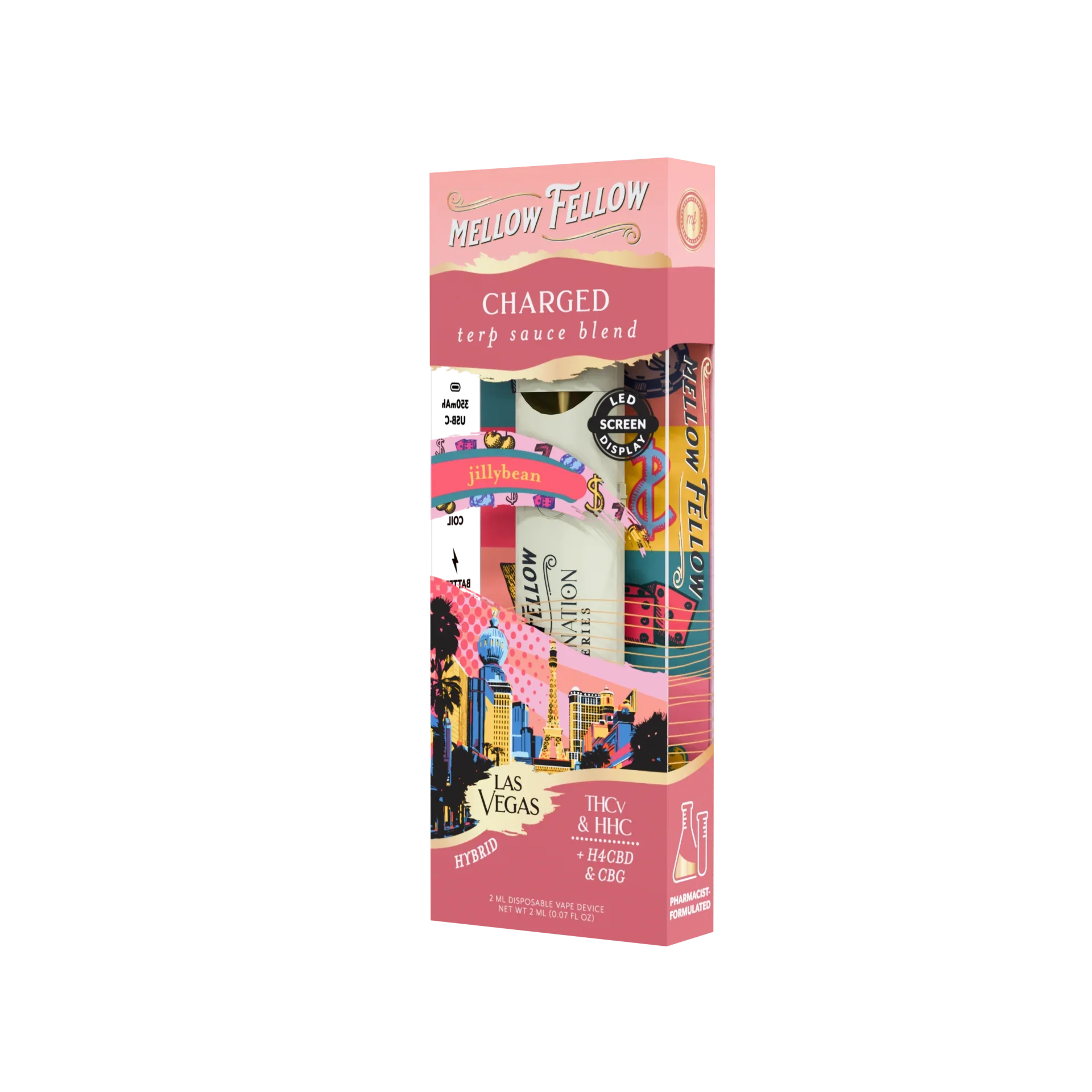 Mellow Fellow Charged Blend - Destination: Las Vegas - Terp Sauce 2ml Disposable Vape - Jillybean (Hybrid) Best Price