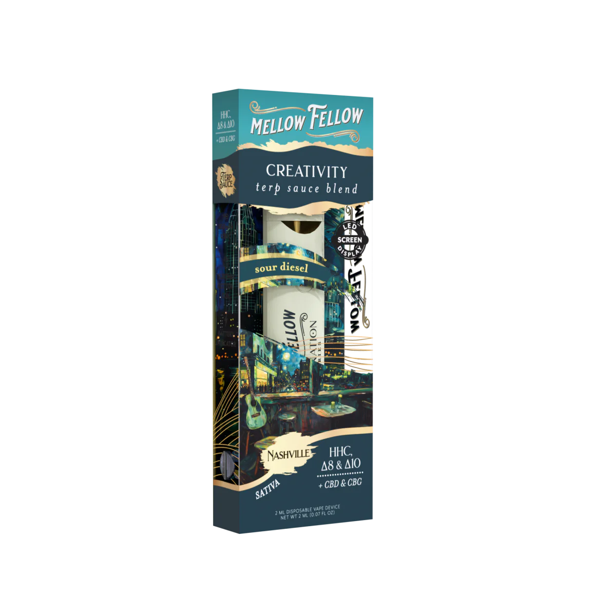 Mellow Fellow Creativity Blend - Destination: Nashville - Terp Sauce 2ml Disposable Vape - Sour Diesel (Sativa) Best Price