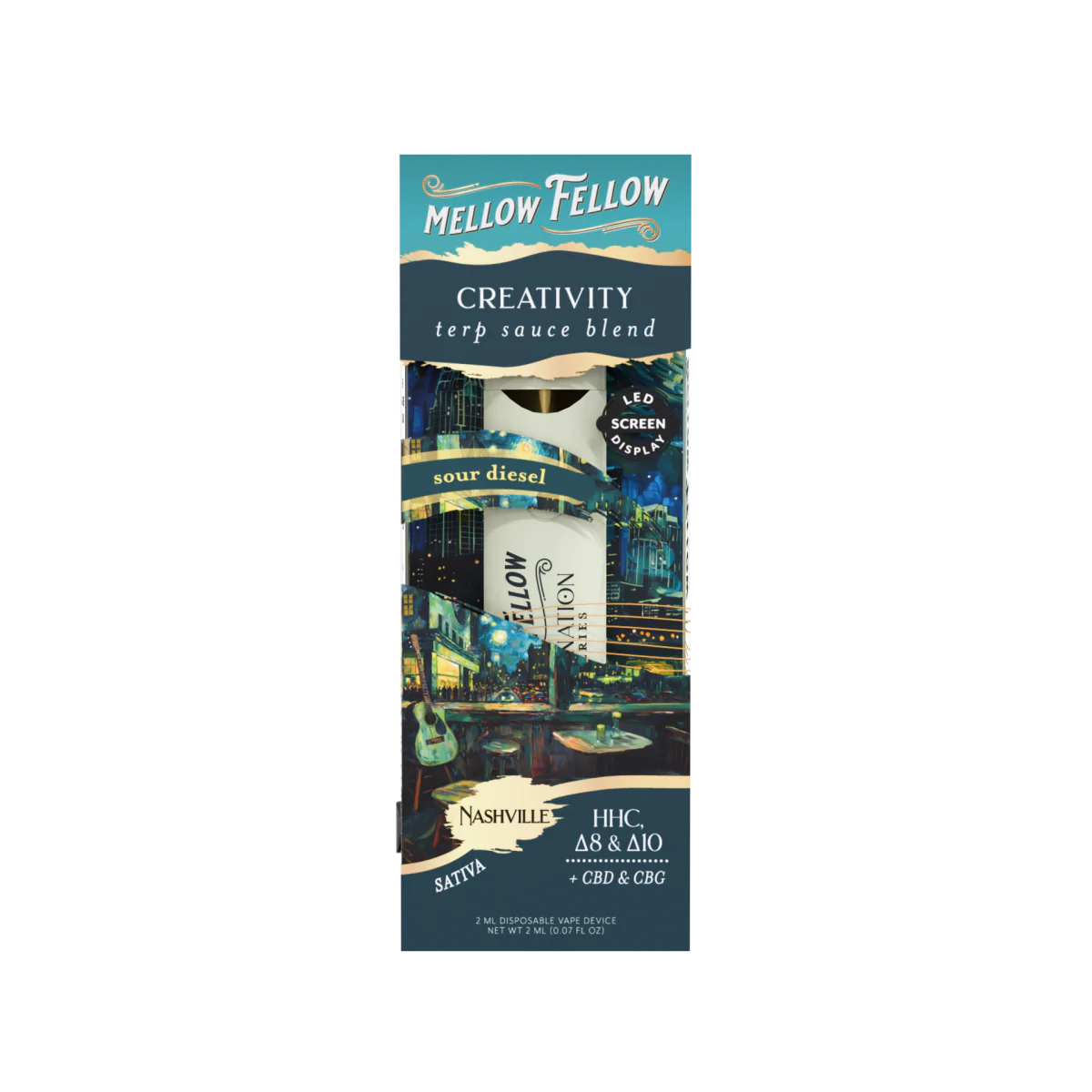 Mellow Fellow Creativity Blend - Destination: Nashville - Terp Sauce 2ml Disposable Vape - Sour Diesel (Sativa) Best Price