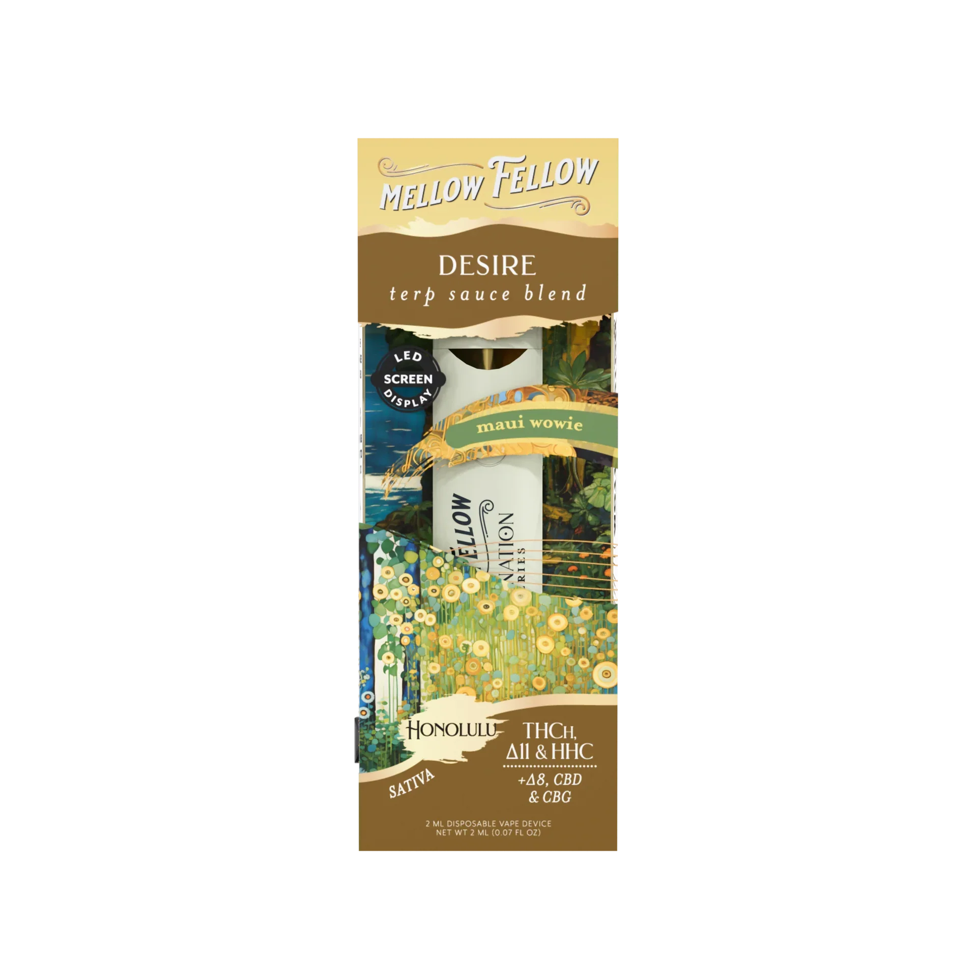 Mellow Fellow Desire Blend - Destination: Honolulu - Terp Sauce 2ml Disposable Vape - Maui Wowie (Sativa) Best Price