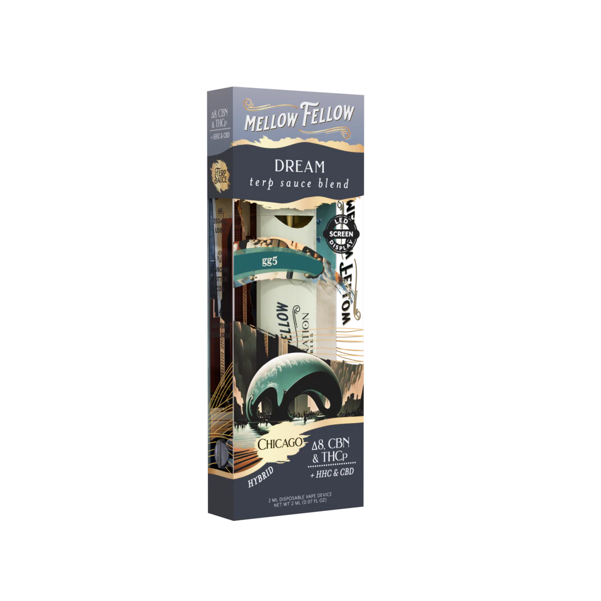 Mellow Fellow Dream Blend - Destination: Chicago - Terp Sauce 2ml Disposable Vape - GG5 (Hybrid) Best Price