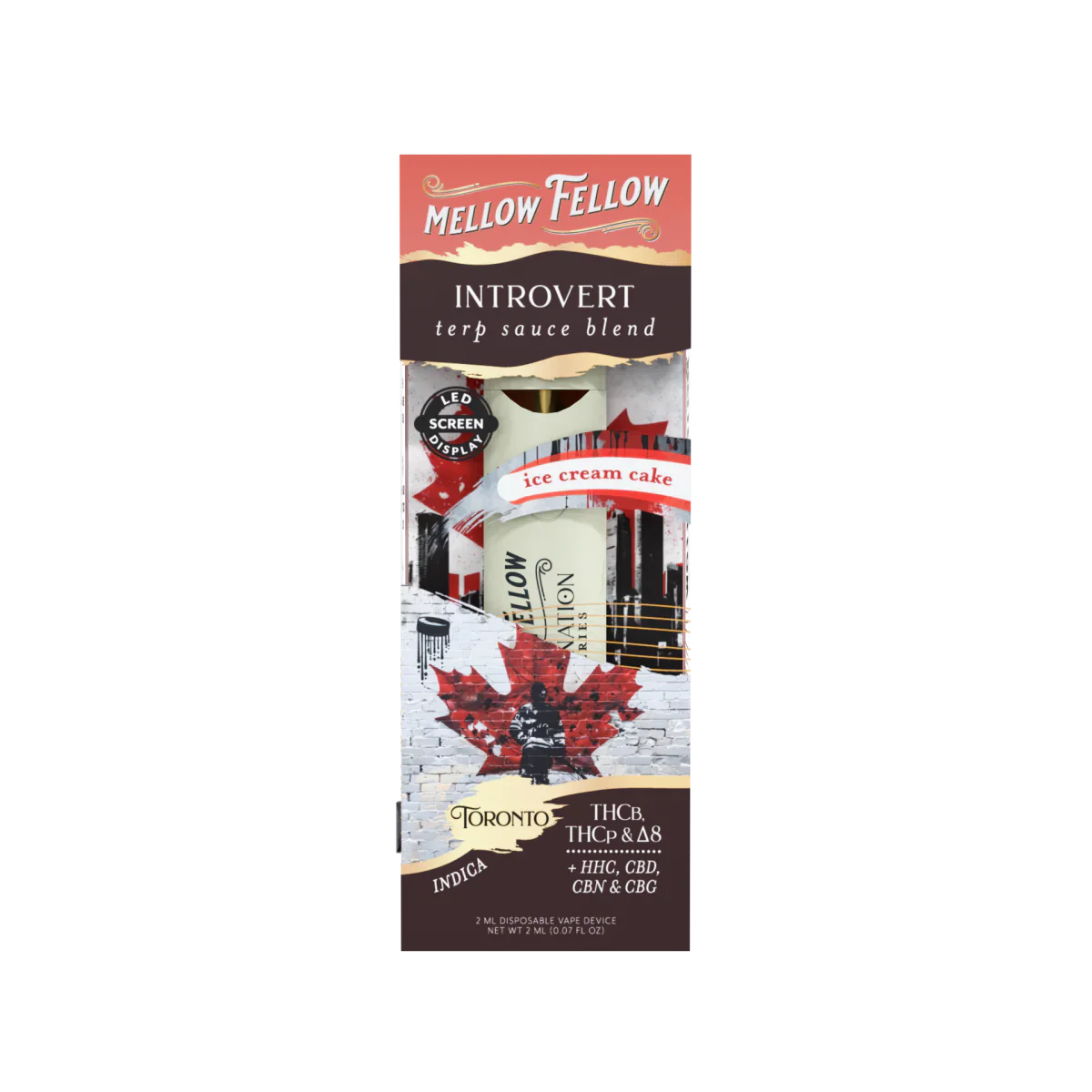 Mellow Fellow Introvert Blend - Destination: Toronto - Terp Sauce 2ml Disposable Vape - Ice Cream Cake (Indica) Best Price