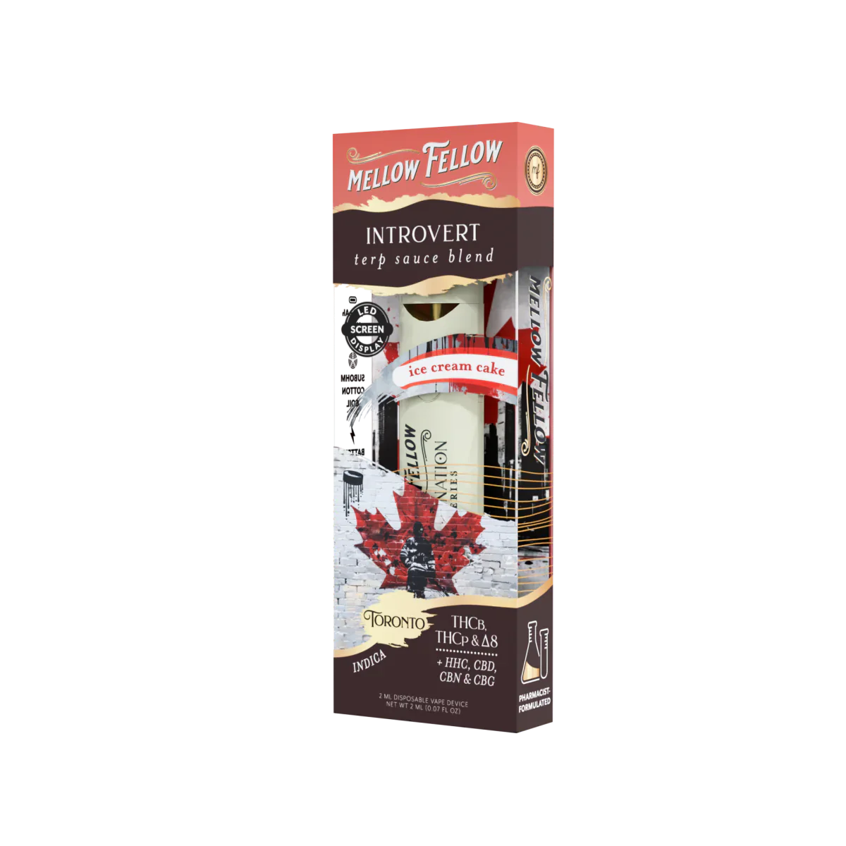 Mellow Fellow Introvert Blend - Destination: Toronto - Terp Sauce 2ml Disposable Vape - Ice Cream Cake (Indica) Best Price