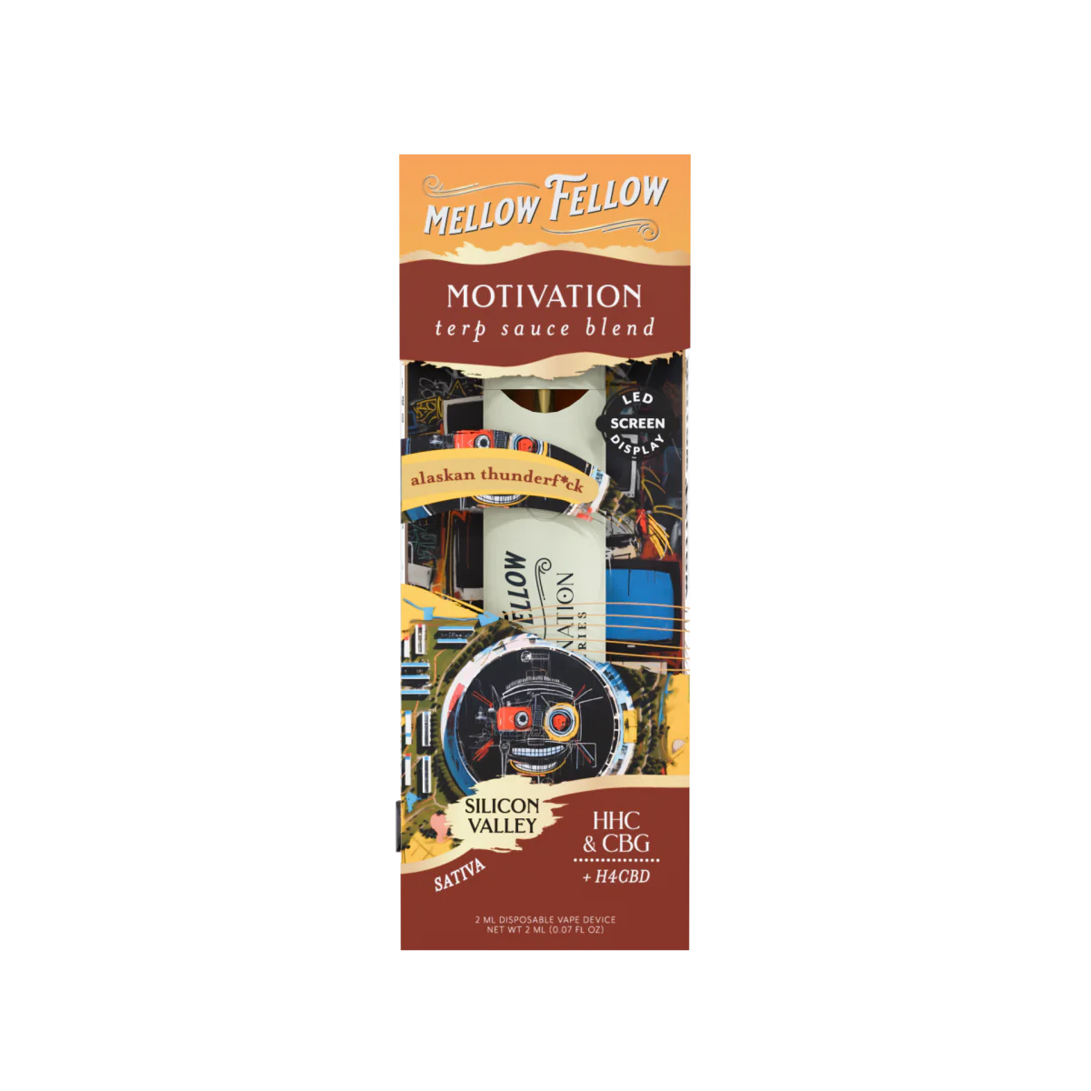 Mellow Fellow Motivation Blend - Destination: Silicon Valley - Terp Sauce 2ml Disposable Vape - Alaskan Thunderf*ck (Sativa) Best Price