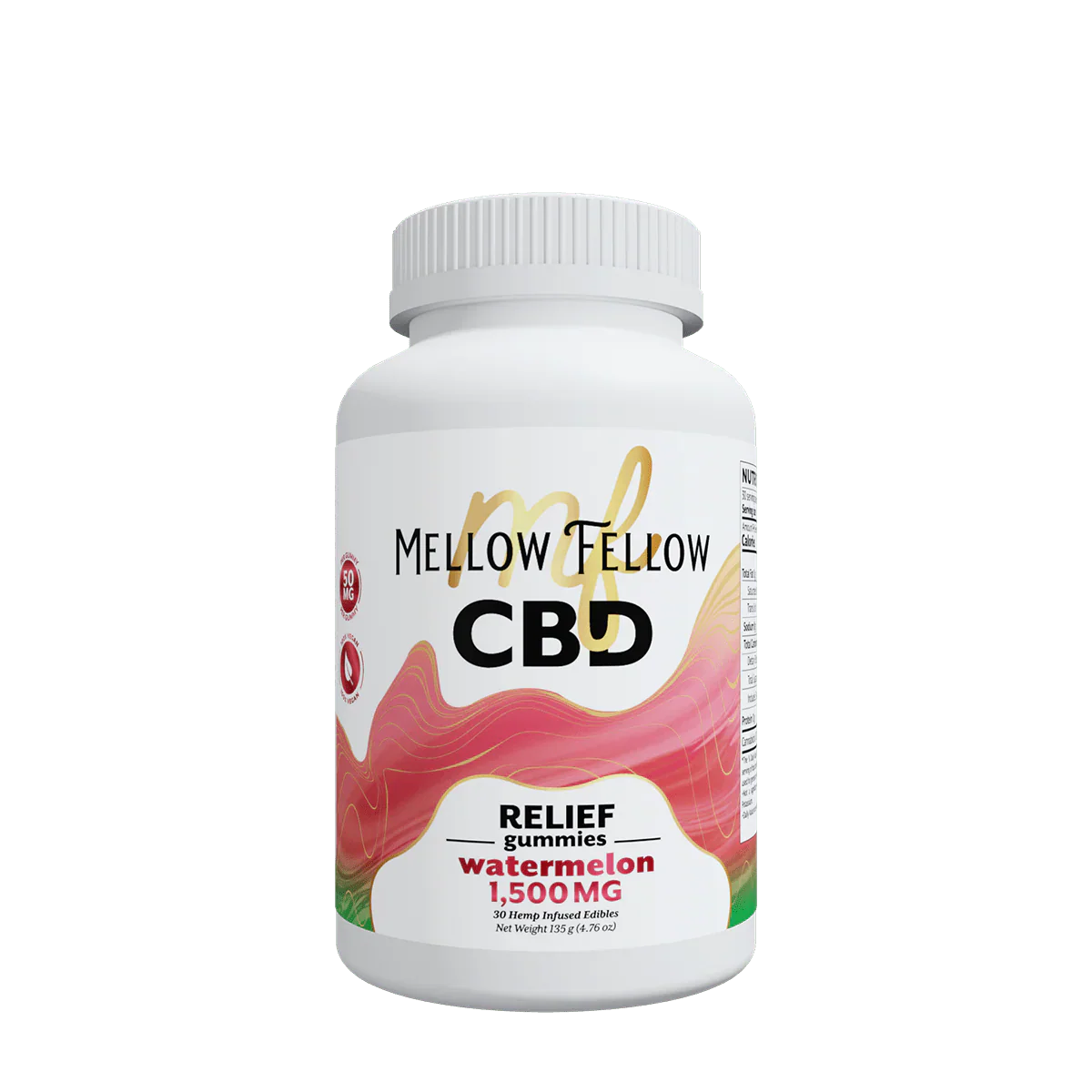 Mellow Fellow Relief CBD Gummies - 1500mg - Watermelon