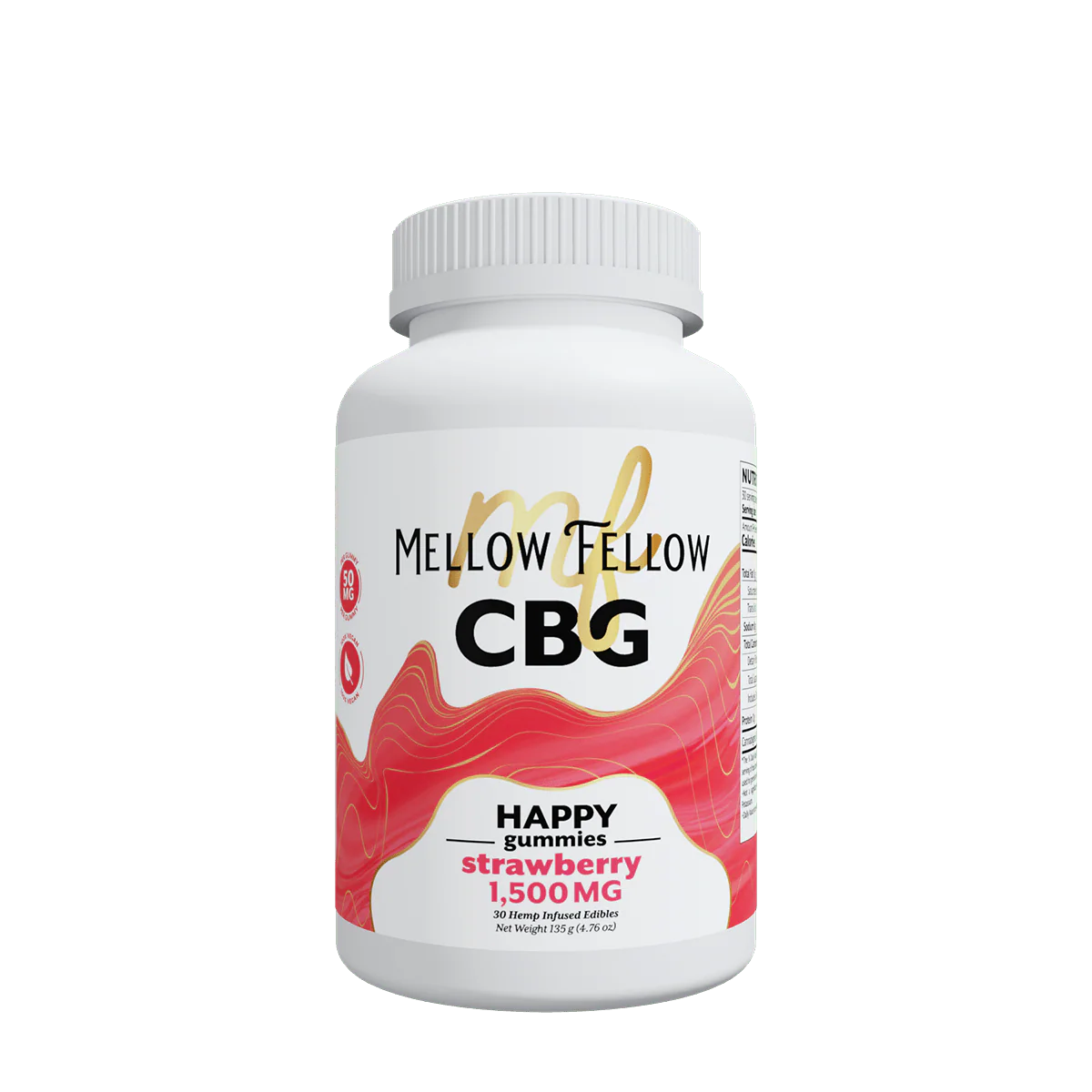 Mellow Fellow Happy CBG Gummies - 1500mg - Strawberry