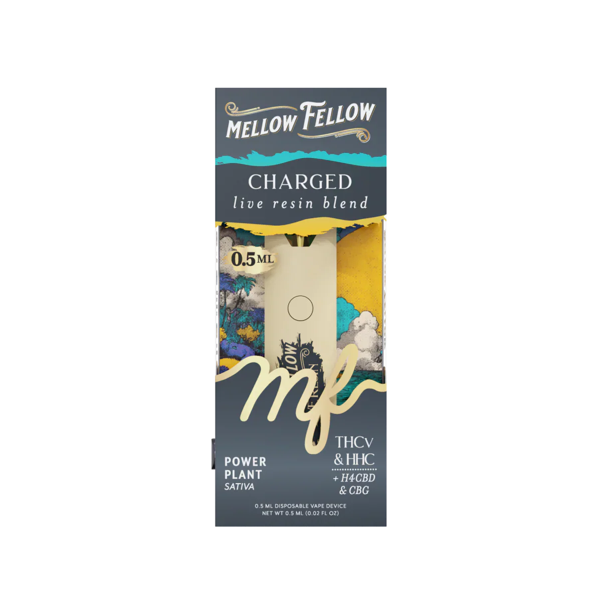 Mellow Fellow Charged Blend 0.5ml Live Resin Disposable Vape - Power Plant (Sativa)