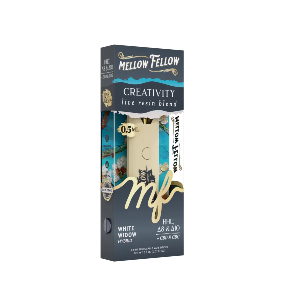 Mellow Fellow Creativity Blend 0.5ml Live Resin Disposable Vape - White Widow (Hybrid)