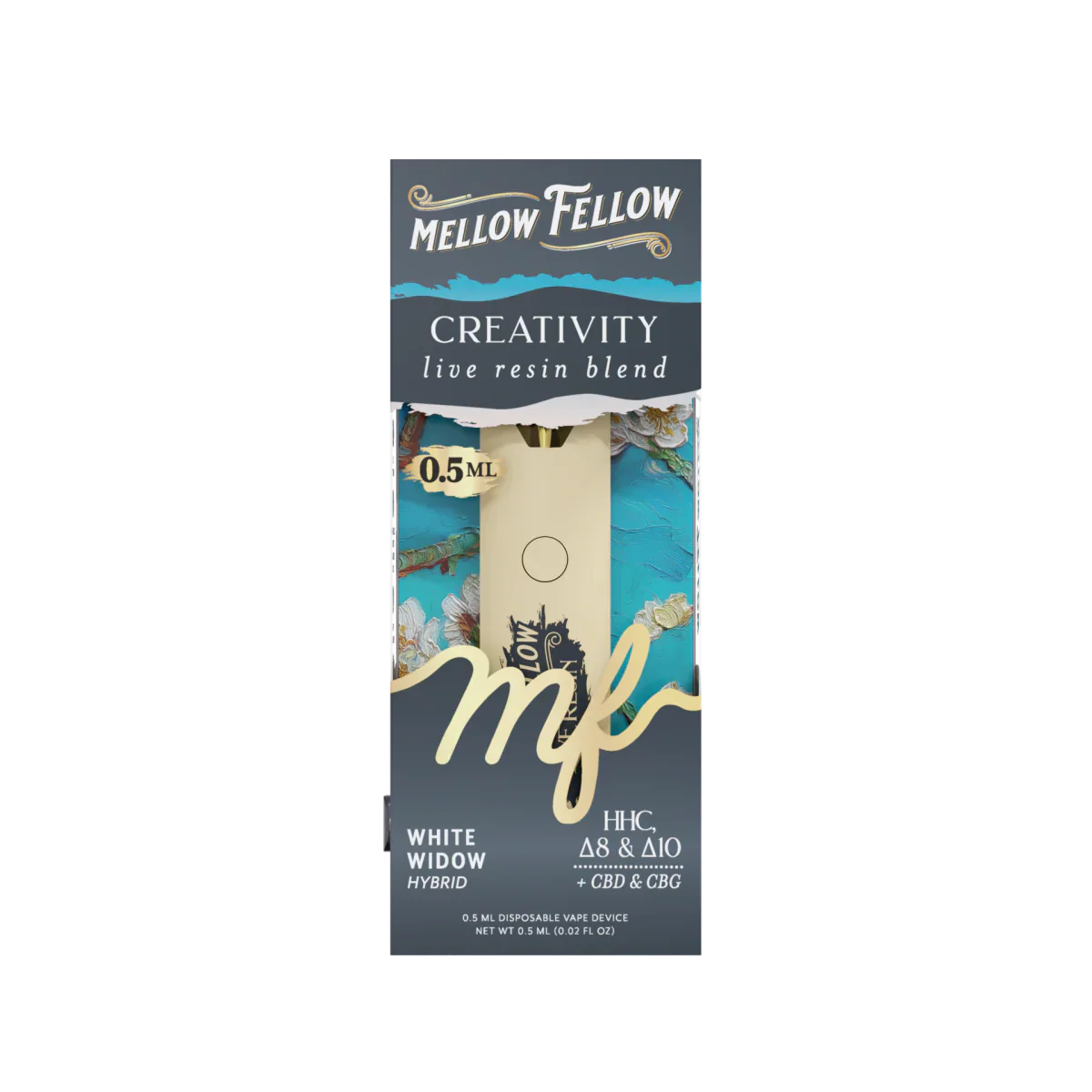 Mellow Fellow Creativity Blend 0.5ml Live Resin Disposable Vape - White Widow (Hybrid)